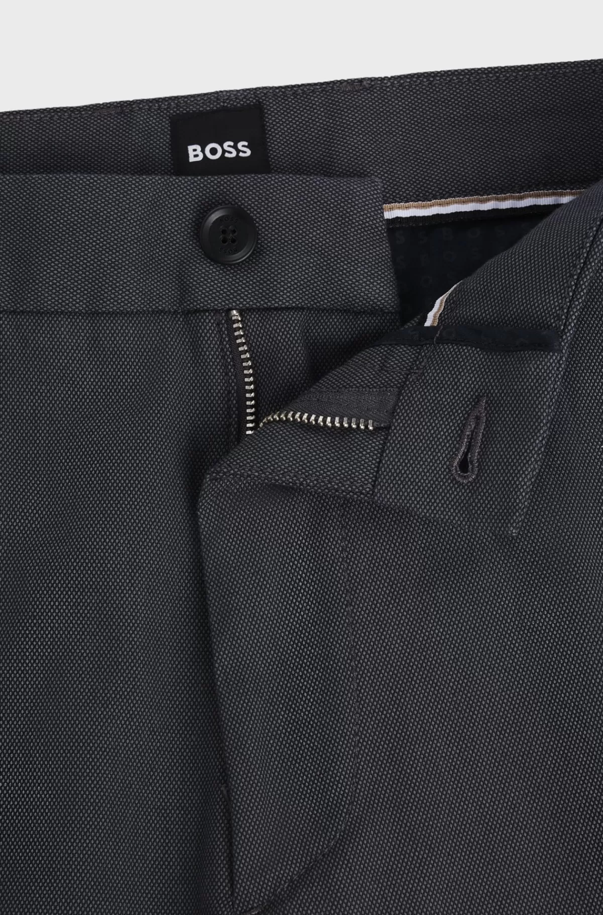 HUGO BOSS Bukser Med Regular Fit I Bomuld Med Stræk Og Mikromønster Mørkeblå Best