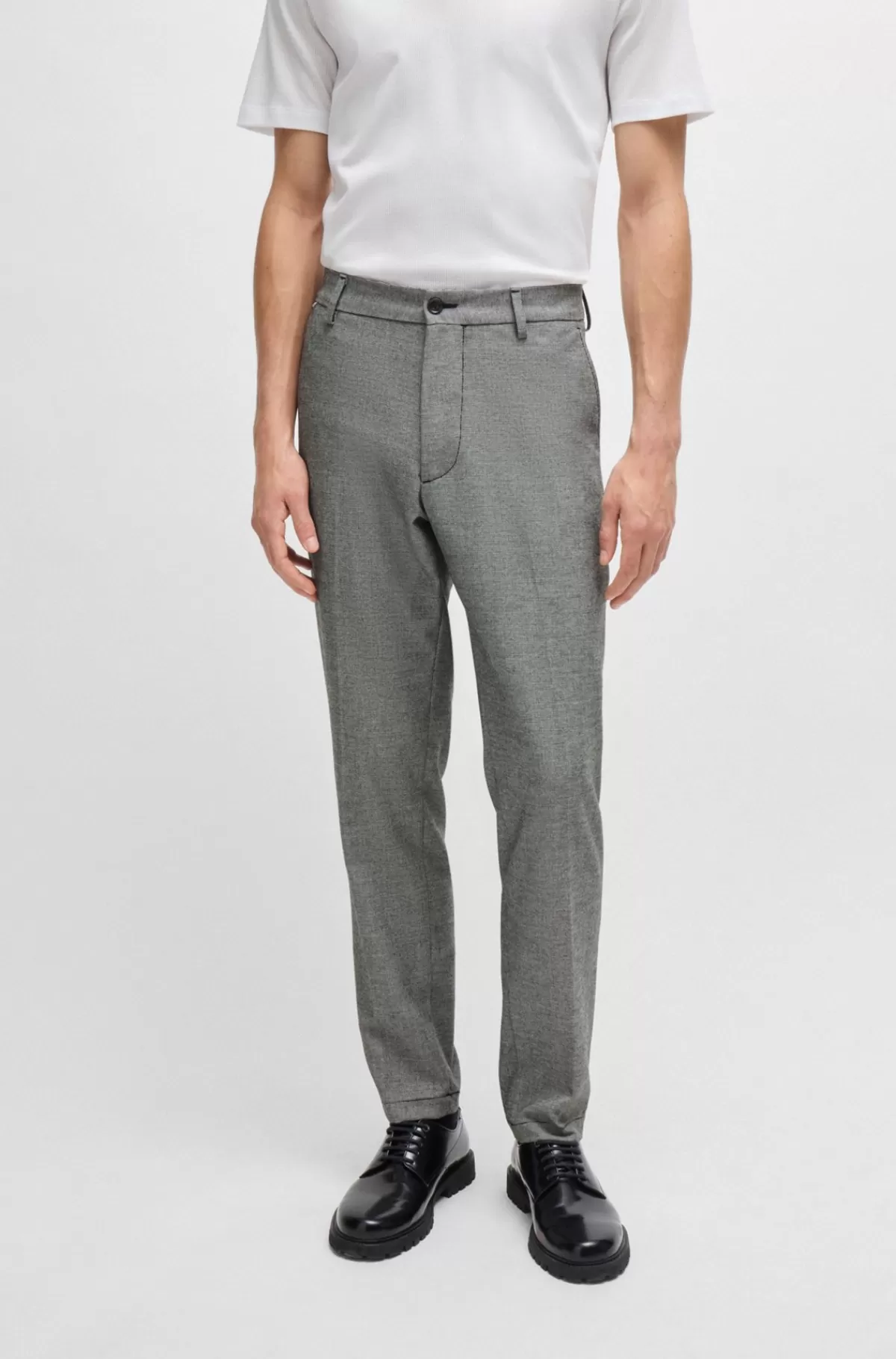 HUGO BOSS Bukser Med Regular Fit I Materiale Med Mikrotern Sort mønstret Cheap