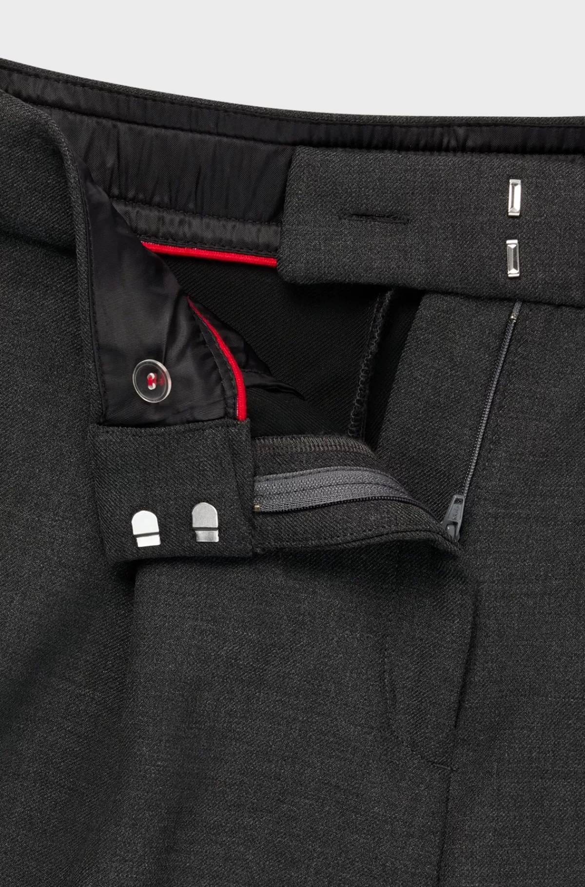 HUGO BOSS Bukser Med Regular Fit I Materiale Med Stræk Og Signaturspænde Mørkegrå Clearance