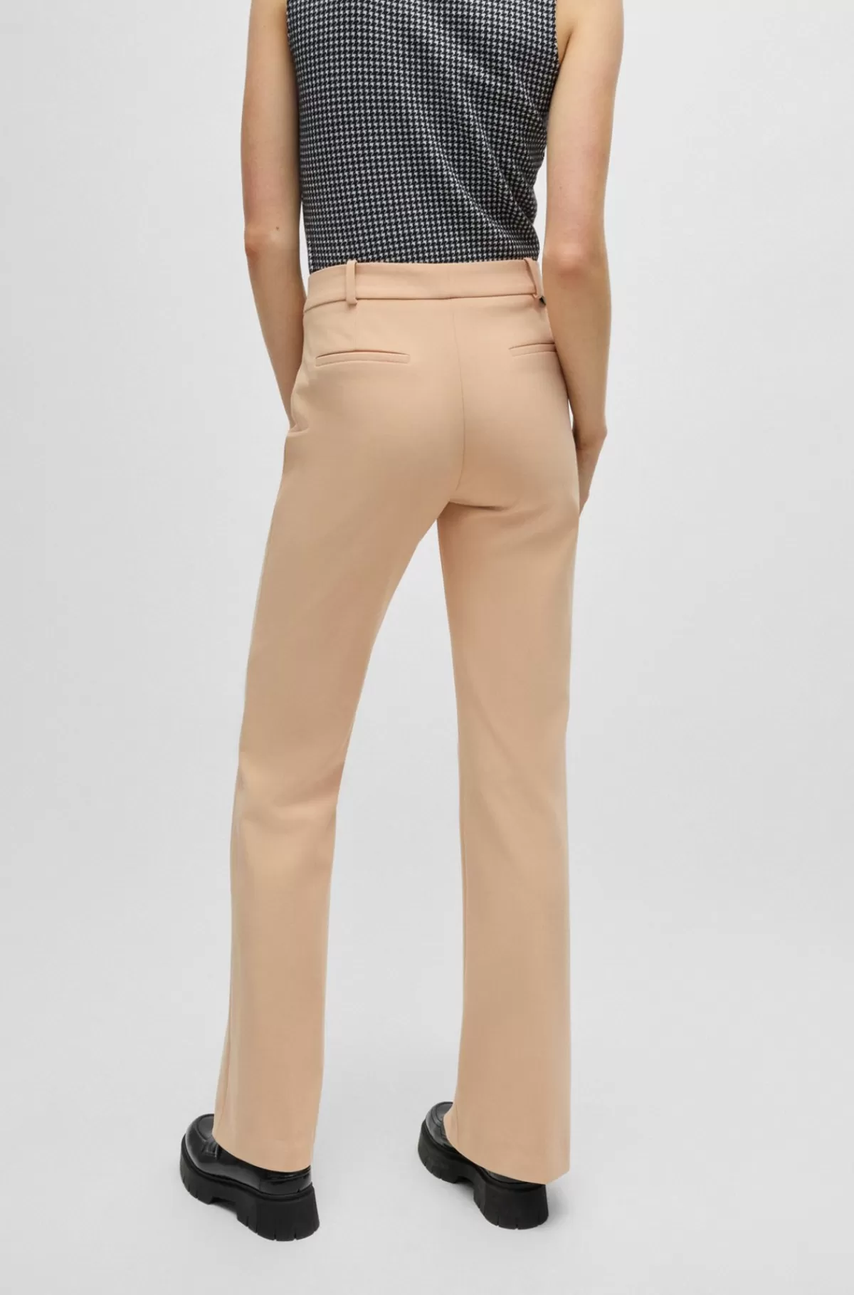 HUGO BOSS Bukser Med Regular Fit I Stof Med Stræk Og Bootcut-ben Lys beige Clearance