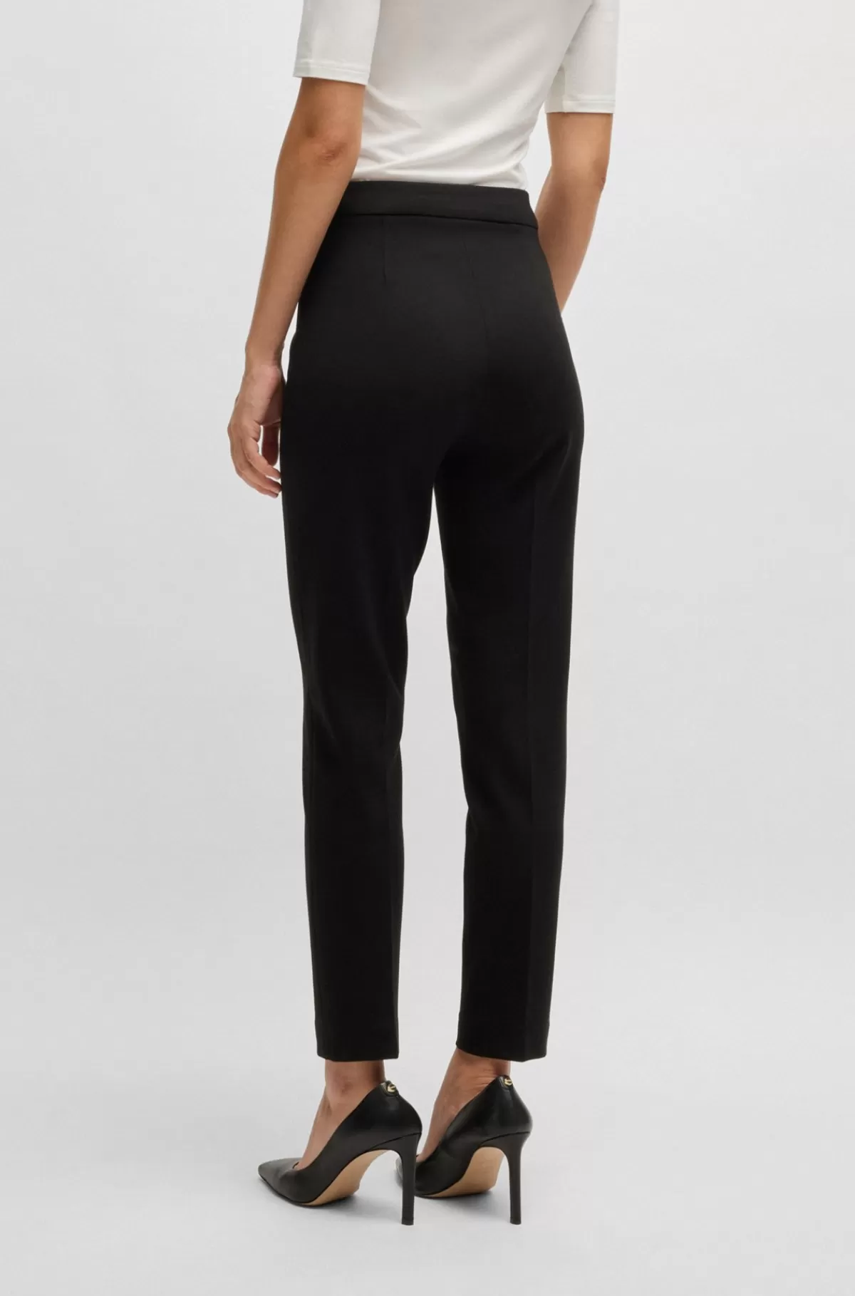 HUGO BOSS Bukser Med Regular Fit I Stof Med Stræk Og Tapered Ben Sort Sale
