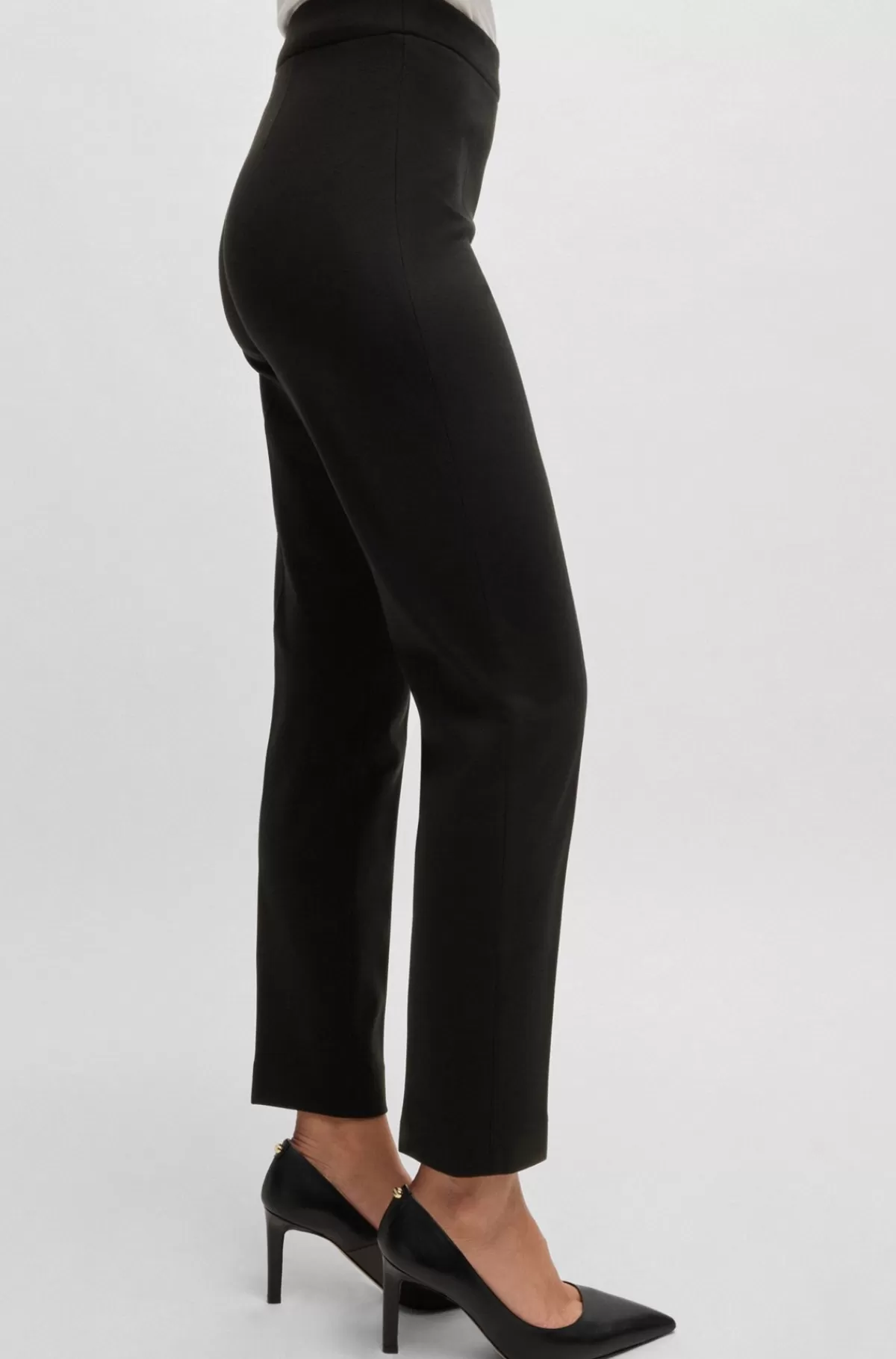 HUGO BOSS Bukser Med Regular Fit I Stof Med Stræk Og Tapered Ben Sort Sale