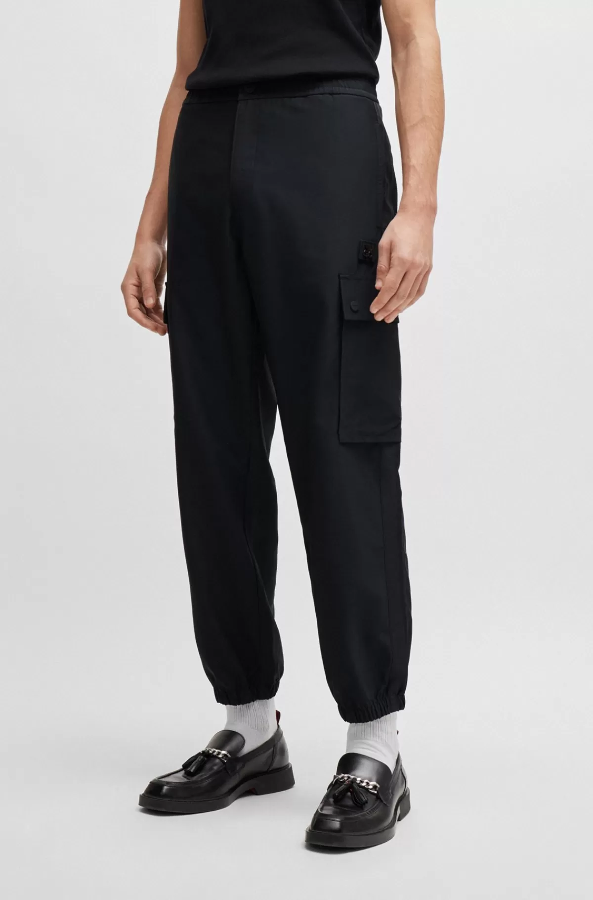 HUGO BOSS Bukser Med Regular Fit I Vandskyende Materiale Sort Fashion