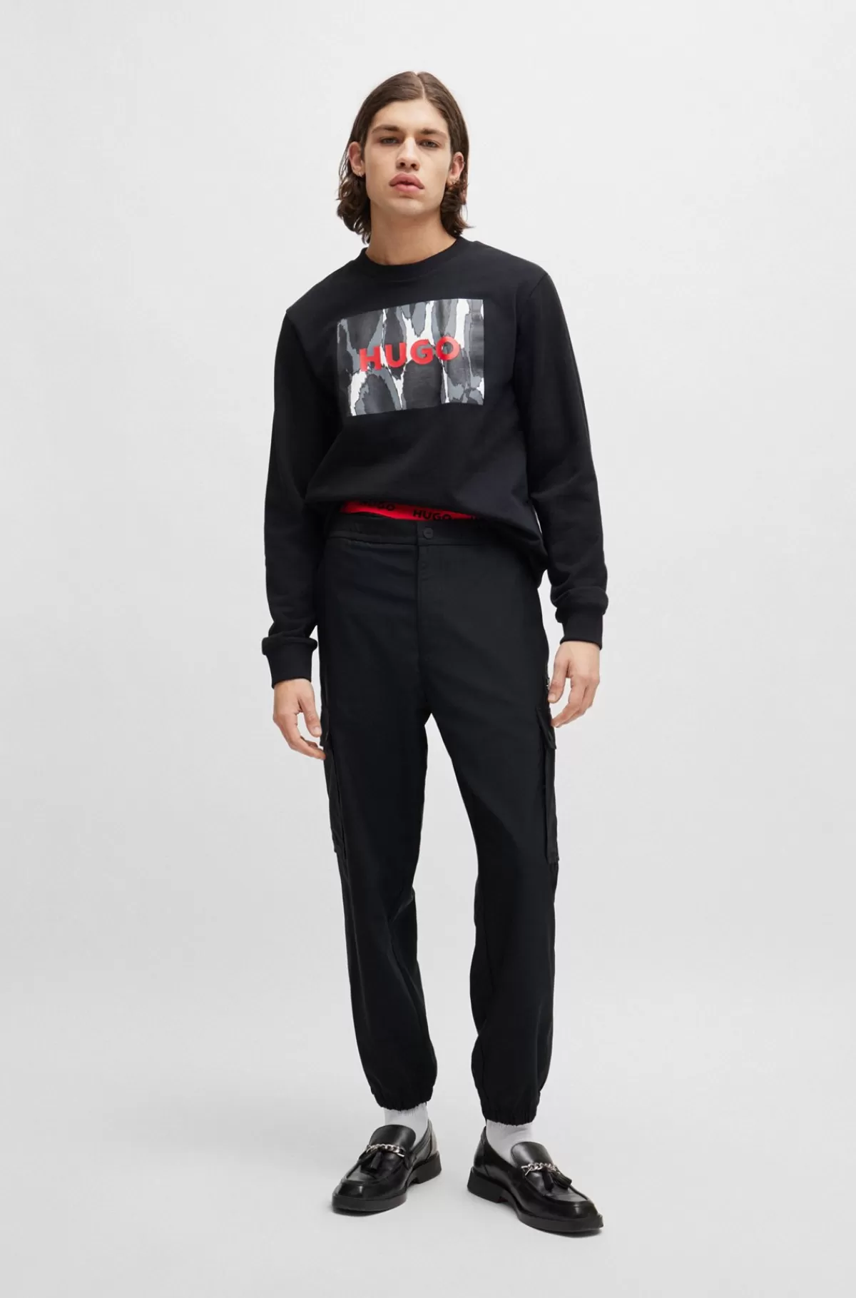 HUGO BOSS Bukser Med Regular Fit I Vandskyende Materiale Sort Fashion