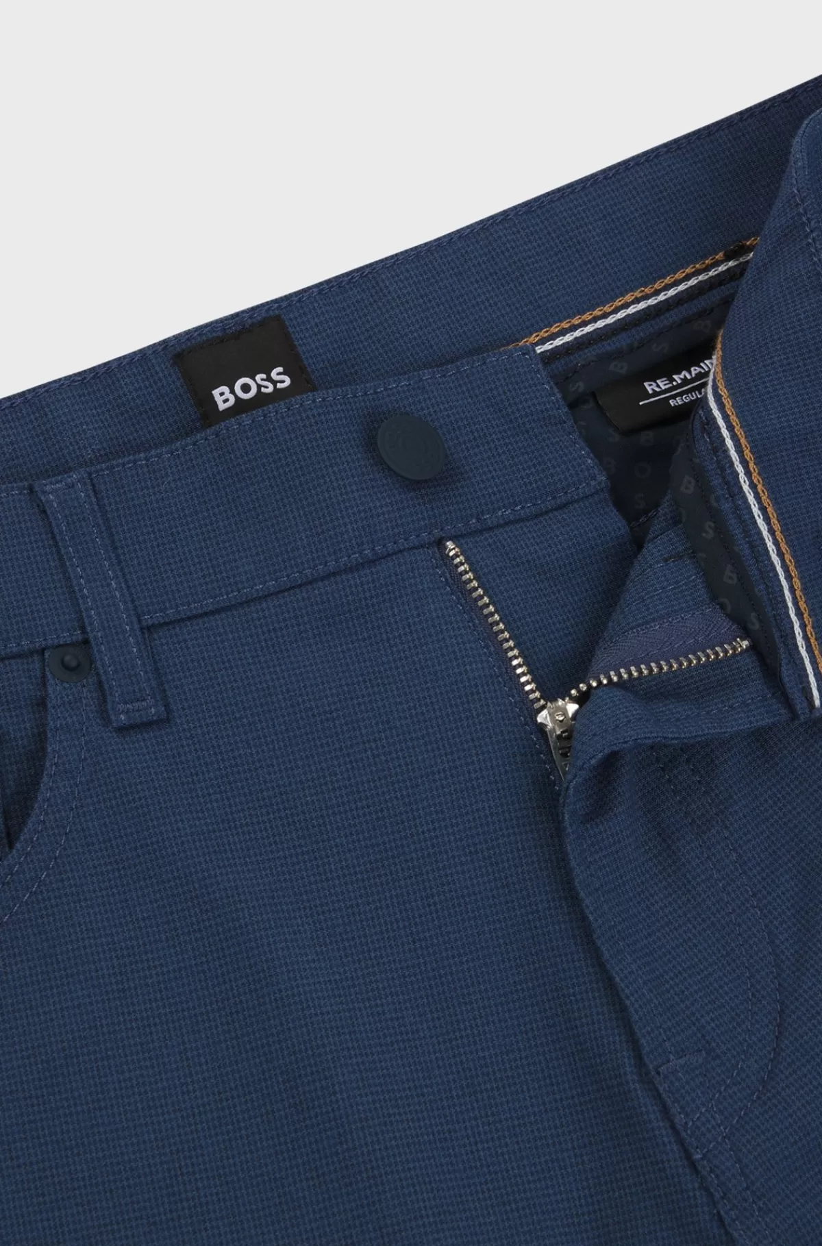 HUGO BOSS Bukser Med Regular Fit Og Almindelig Talje I Dobby Med Stræk Mørkeblå Cheap