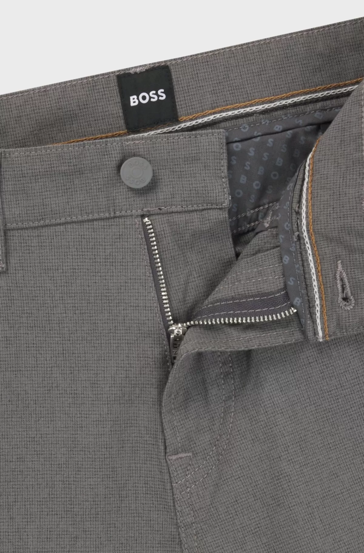 HUGO BOSS Bukser Med Regular Fit Og Almindelig Talje I Dobby Med Stræk Mørkegrå Store