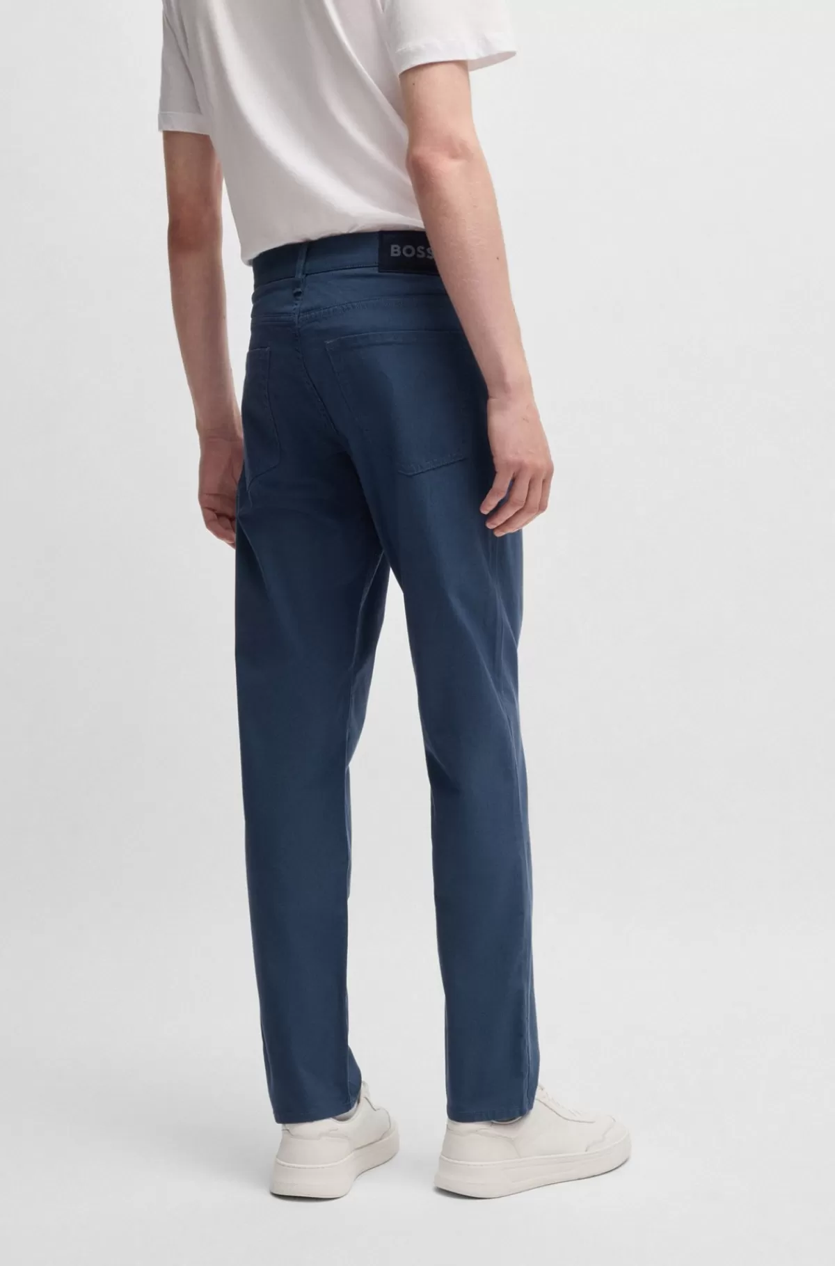 HUGO BOSS Bukser Med Regular Fit Og Almindelig Talje I Dobby Med Stræk Mørkeblå Cheap