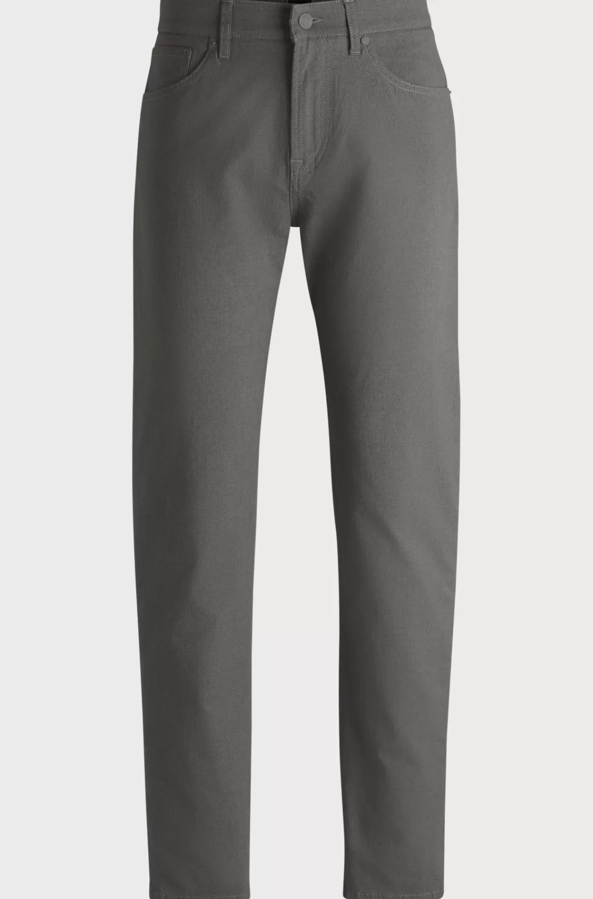 HUGO BOSS Bukser Med Regular Fit Og Almindelig Talje I Dobby Med Stræk Mørkegrå Store