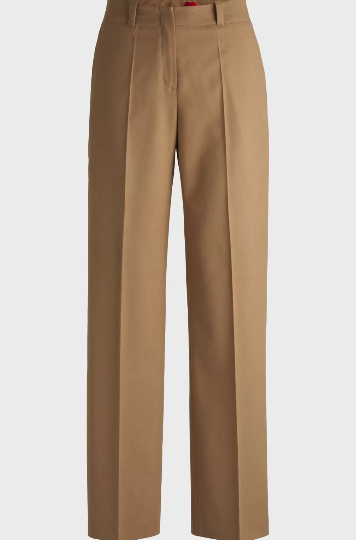 HUGO BOSS Bukser Med Regular Fit Og Brede Ben I Meleret Flannel Beige Outlet