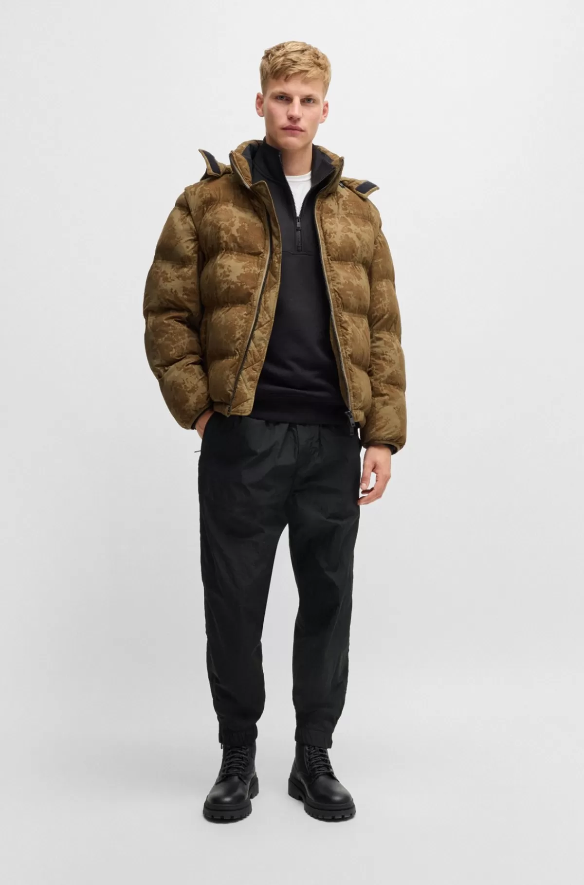 HUGO BOSS Bukser Med Relaxed Fit I Let Vandskyende Stof Sort Discount