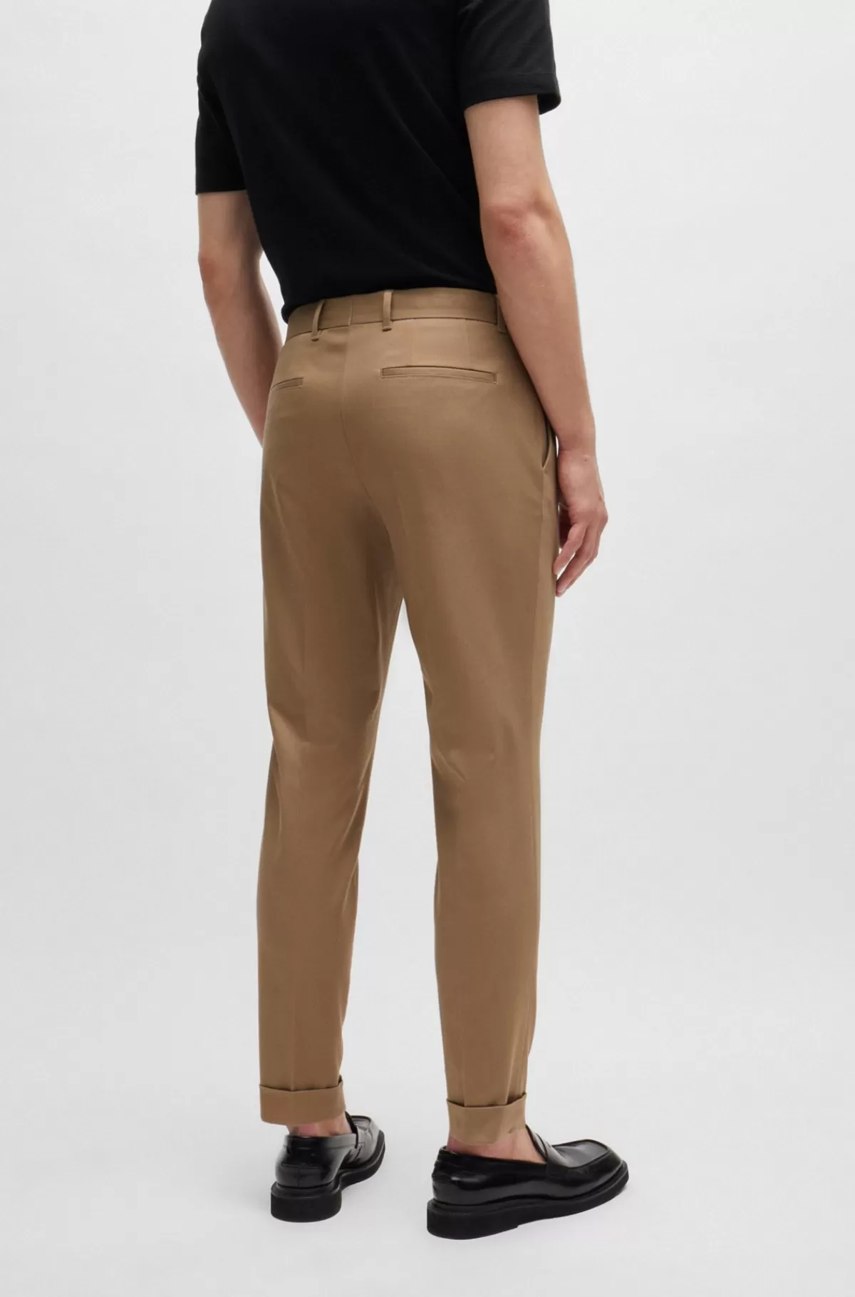 HUGO BOSS Bukser Med Relaxed Fit I Stof Med Stræk Og Læg Foran Beige Best Sale