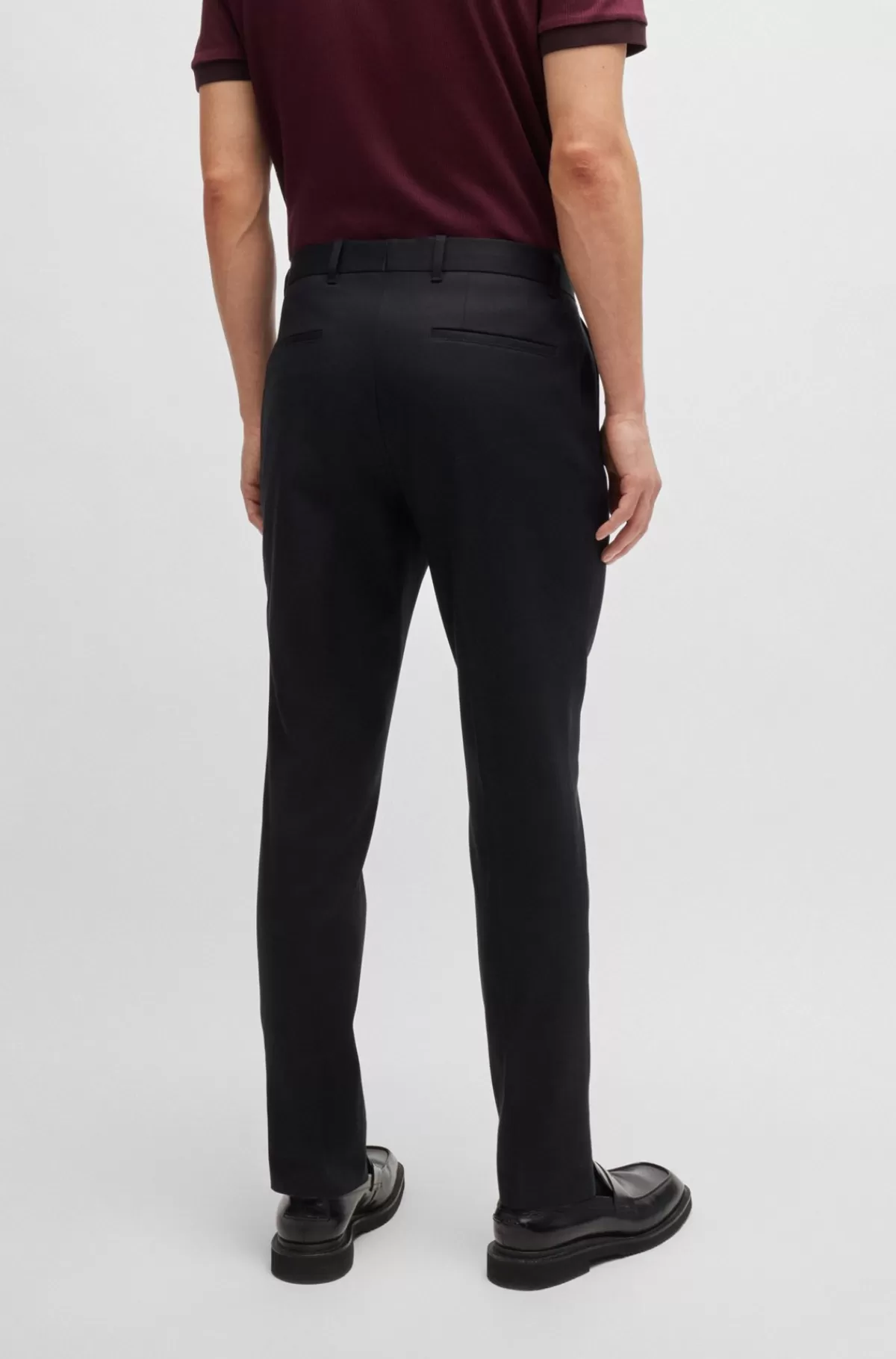 HUGO BOSS Bukser Med Relaxed Fit I Stof Med Stræk Og Læg Foran Sort Outlet