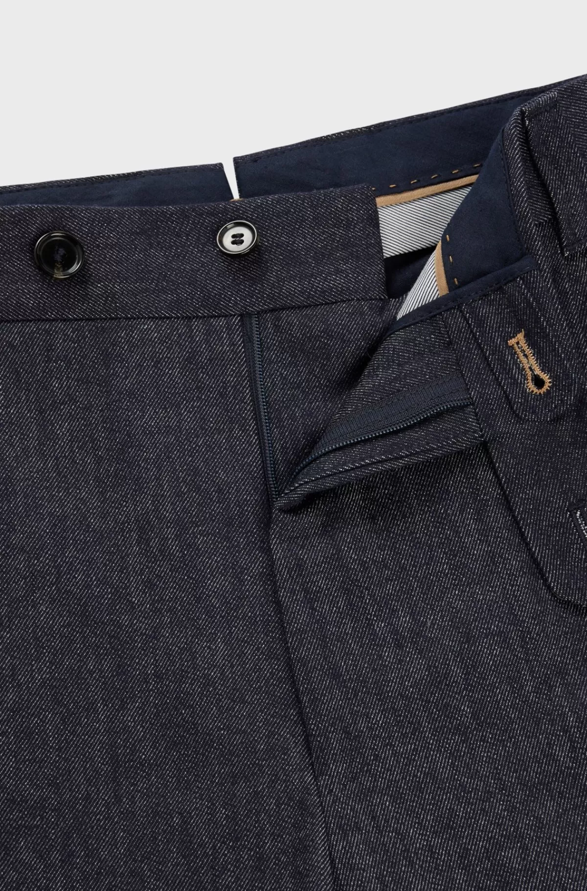 HUGO BOSS Bukser Med Relaxed Fit I Twillvævet Ny Uld Med Denimeffekt Mørkeblå Fashion