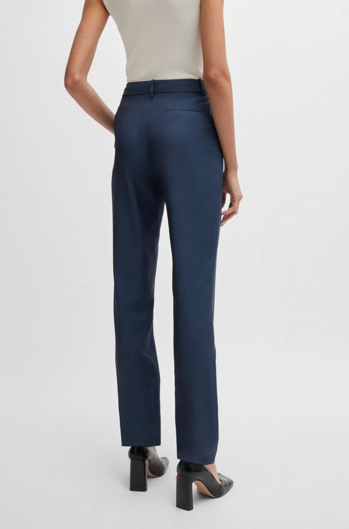 HUGO BOSS Bukser Med Relaxed Fit I Twillvævet Ny Uld Med Denimeffekt Blå Best Sale