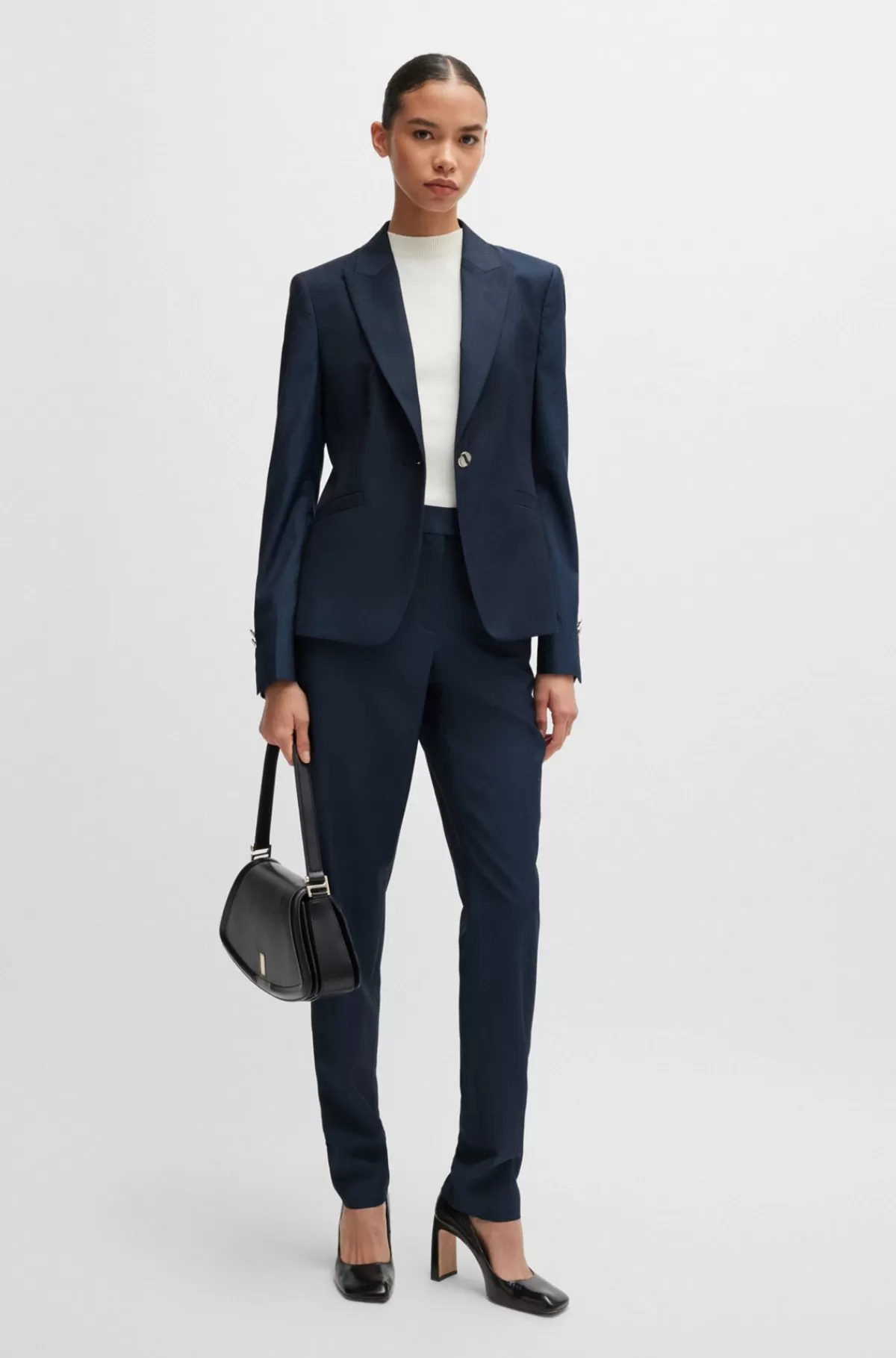 HUGO BOSS Bukser Med Relaxed Fit I Twillvævet Ny Uld Med Denimeffekt Blå Best Sale