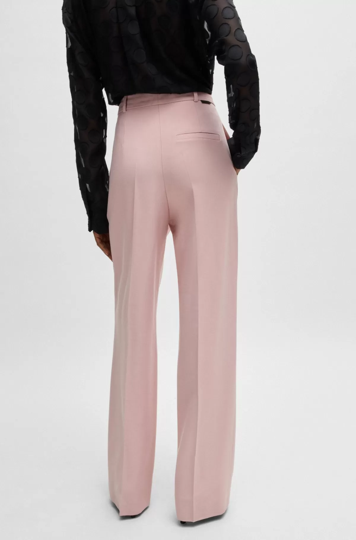 HUGO BOSS Bukser Med Relaxed Fit Og Brede Ben Med To Læg Lys pink Cheap