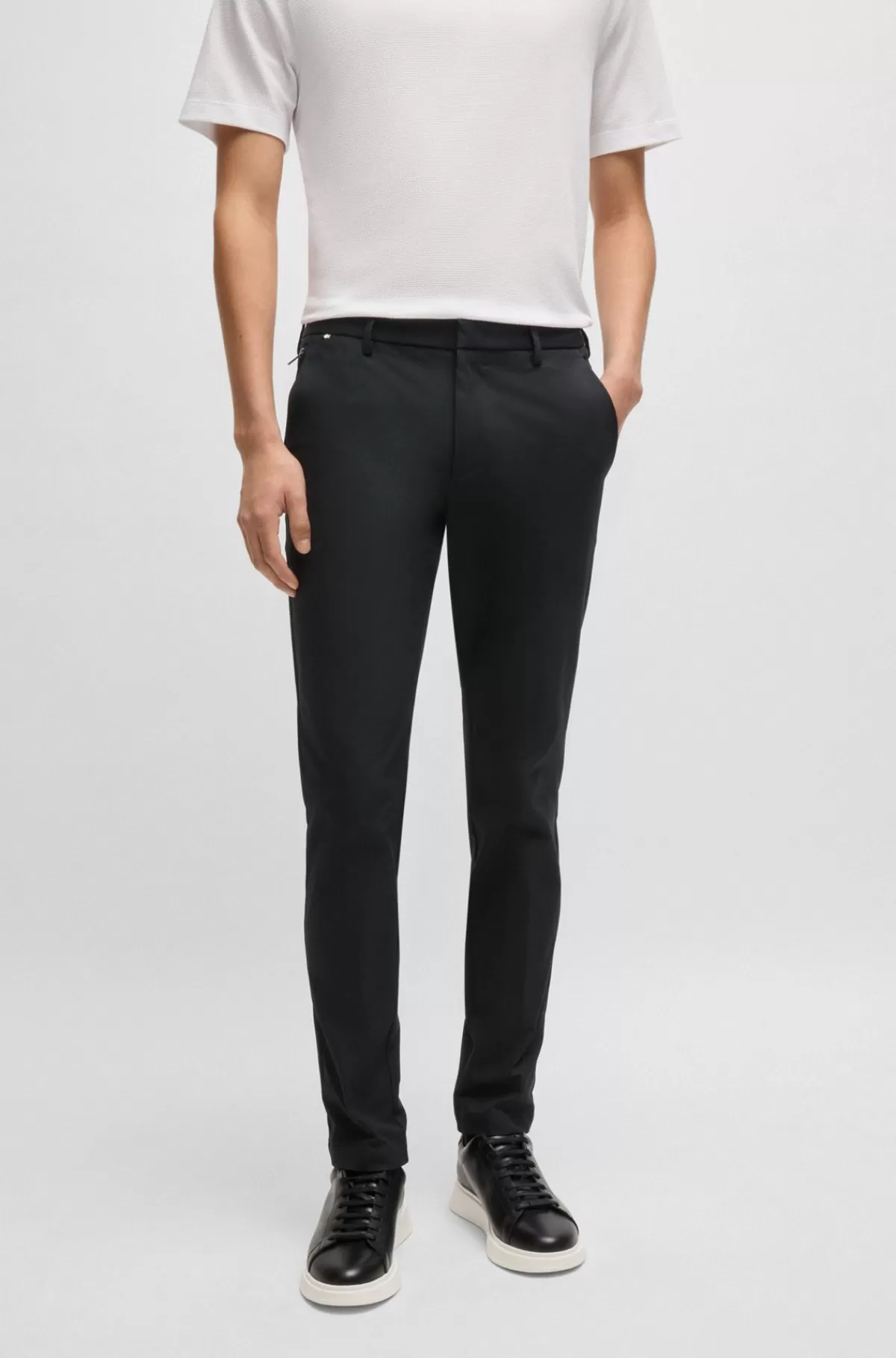 HUGO BOSS Bukser Med Slim Fit I Bomuldsblanding Med Stræk Sort Cheap