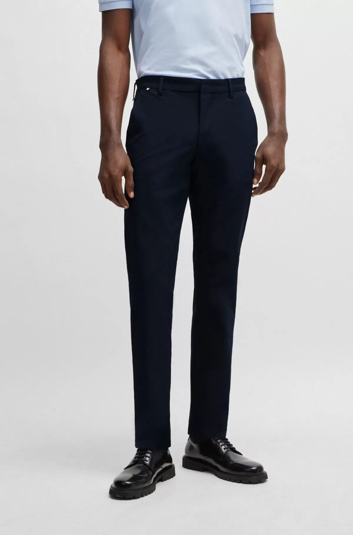 HUGO BOSS Bukser Med Slim Fit I Bomuldsblanding Med Stræk Mørkeblå New