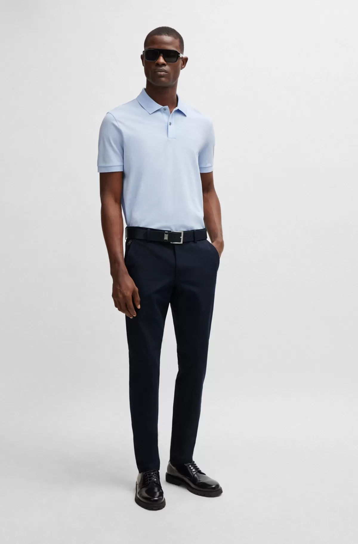 HUGO BOSS Bukser Med Slim Fit I Bomuldsblanding Med Stræk Mørkeblå New