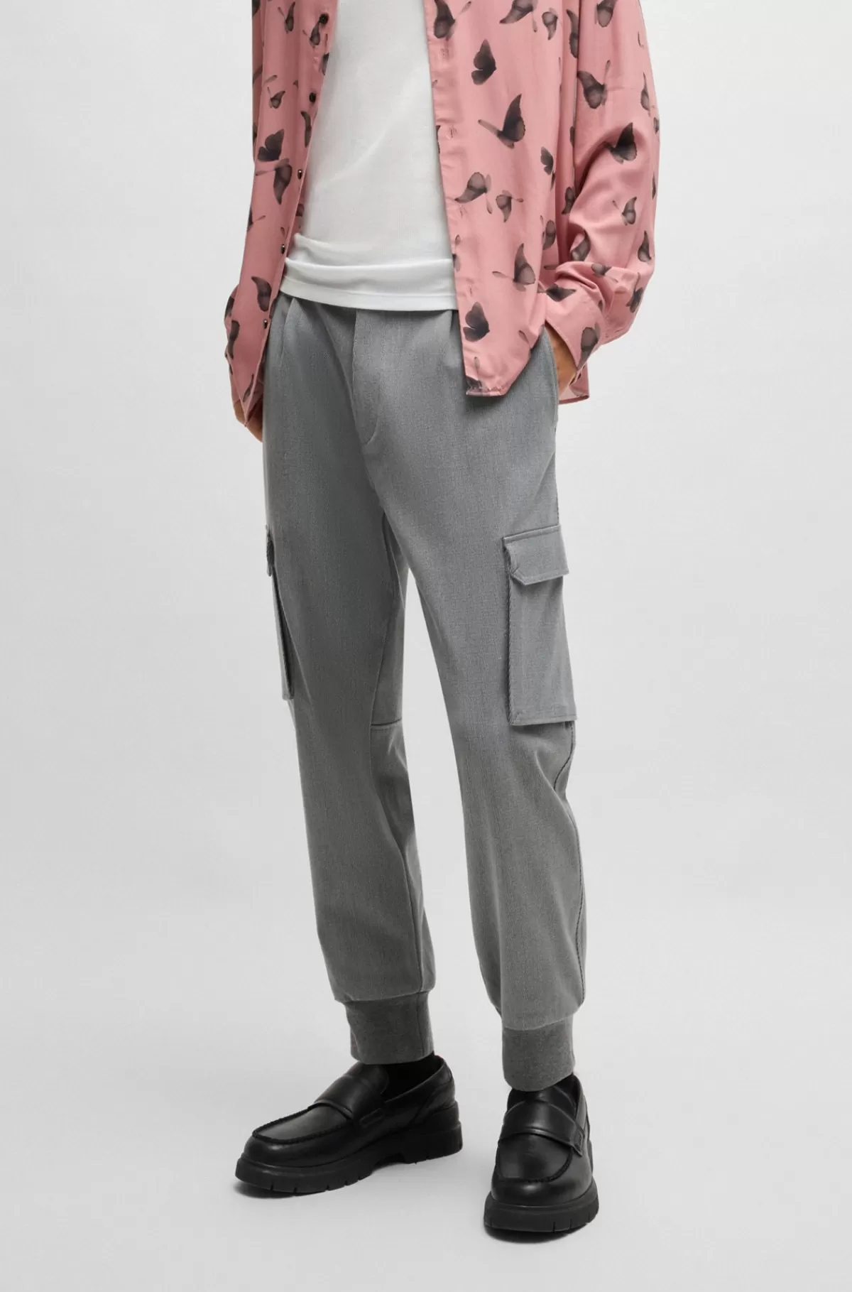 HUGO BOSS Bukser Med Slim Fit I Gabardine Med Stræk Grå Cheap