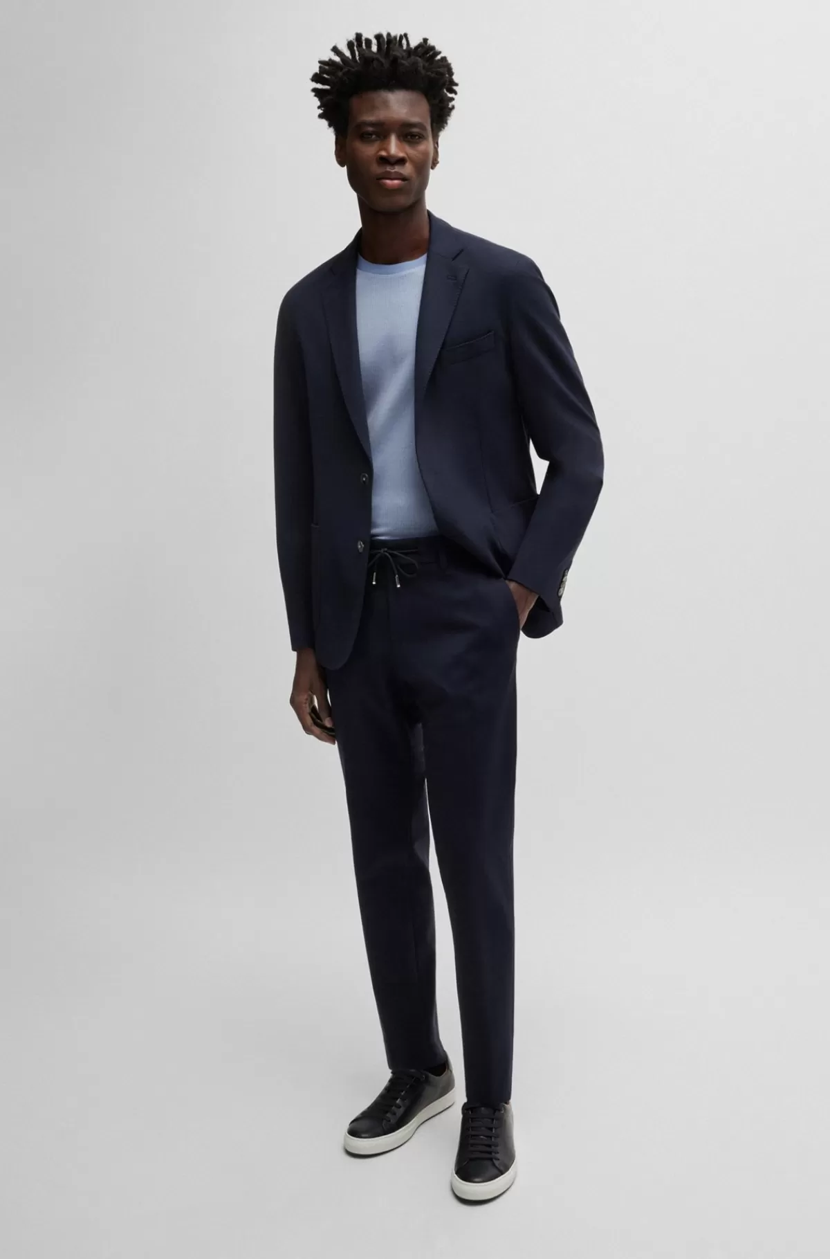 HUGO BOSS Bukser Med Slim Fit I Jersey Med Stræk Mørkeblå Shop