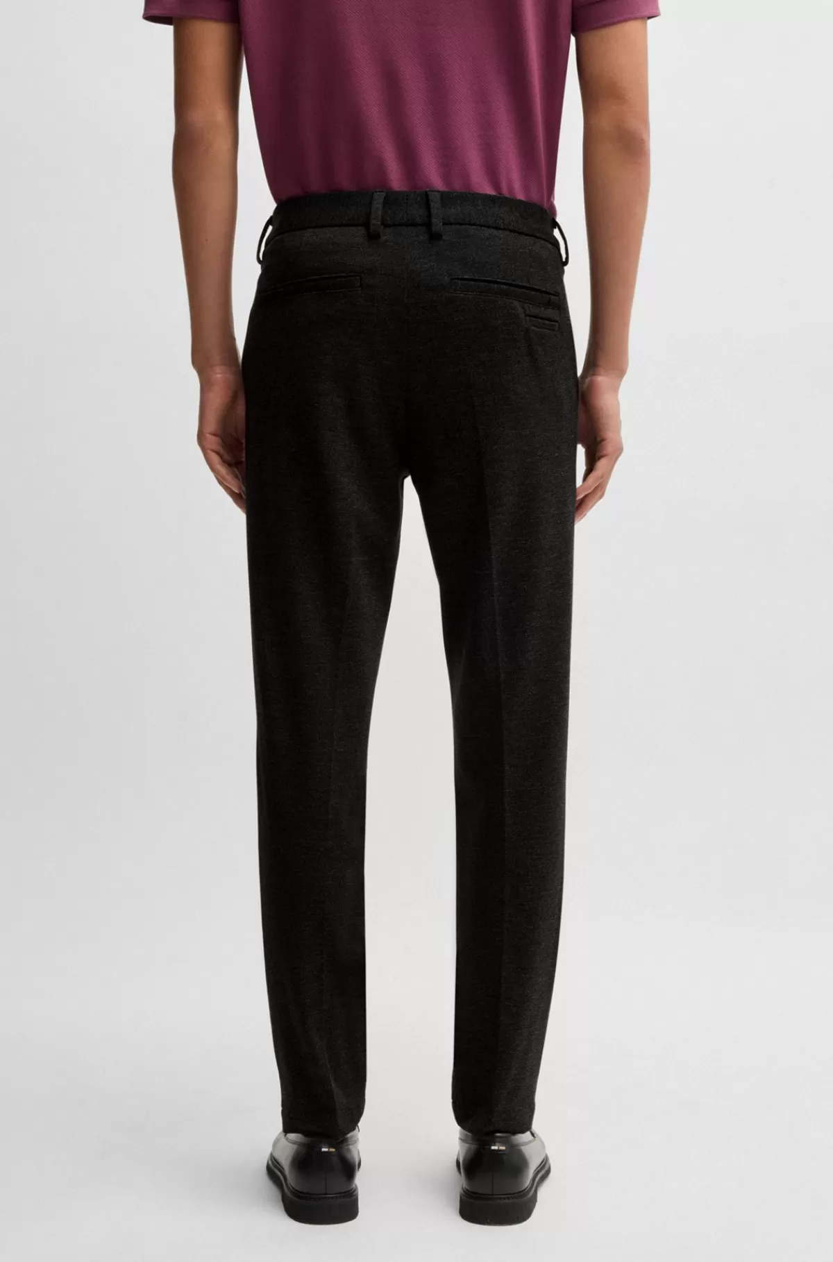 HUGO BOSS Bukser Med Slim Fit I Jersey Med Stræk Og Salt Og Peber-effekt Sort Cheap