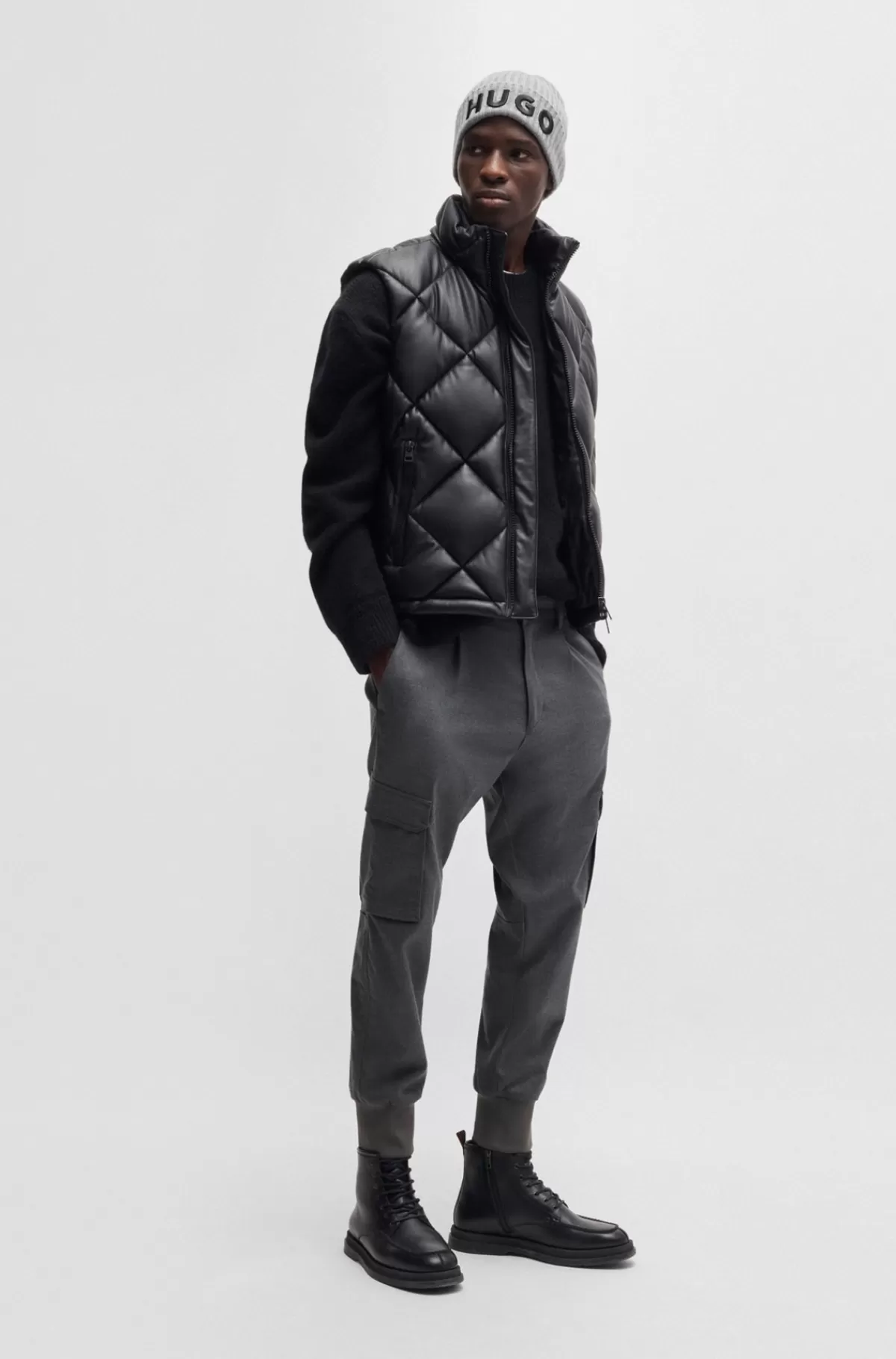 HUGO BOSS Bukser Med Slim Fit I Meleret Twill Med Stræk Grå Cheap