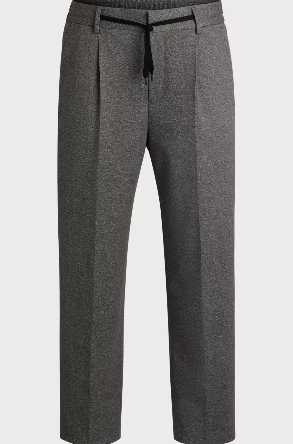 HUGO BOSS Bukser Med Slim Fit I Mønstret Jersey Med Performance-stræk Mørkebrun Outlet