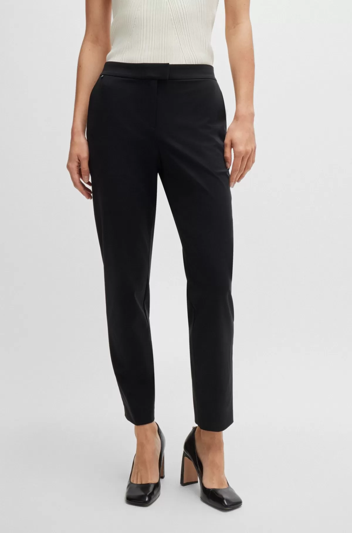 HUGO BOSS Bukser Med Slim Fit I Performance-stof Af Jersey Med Stræk Sort Online