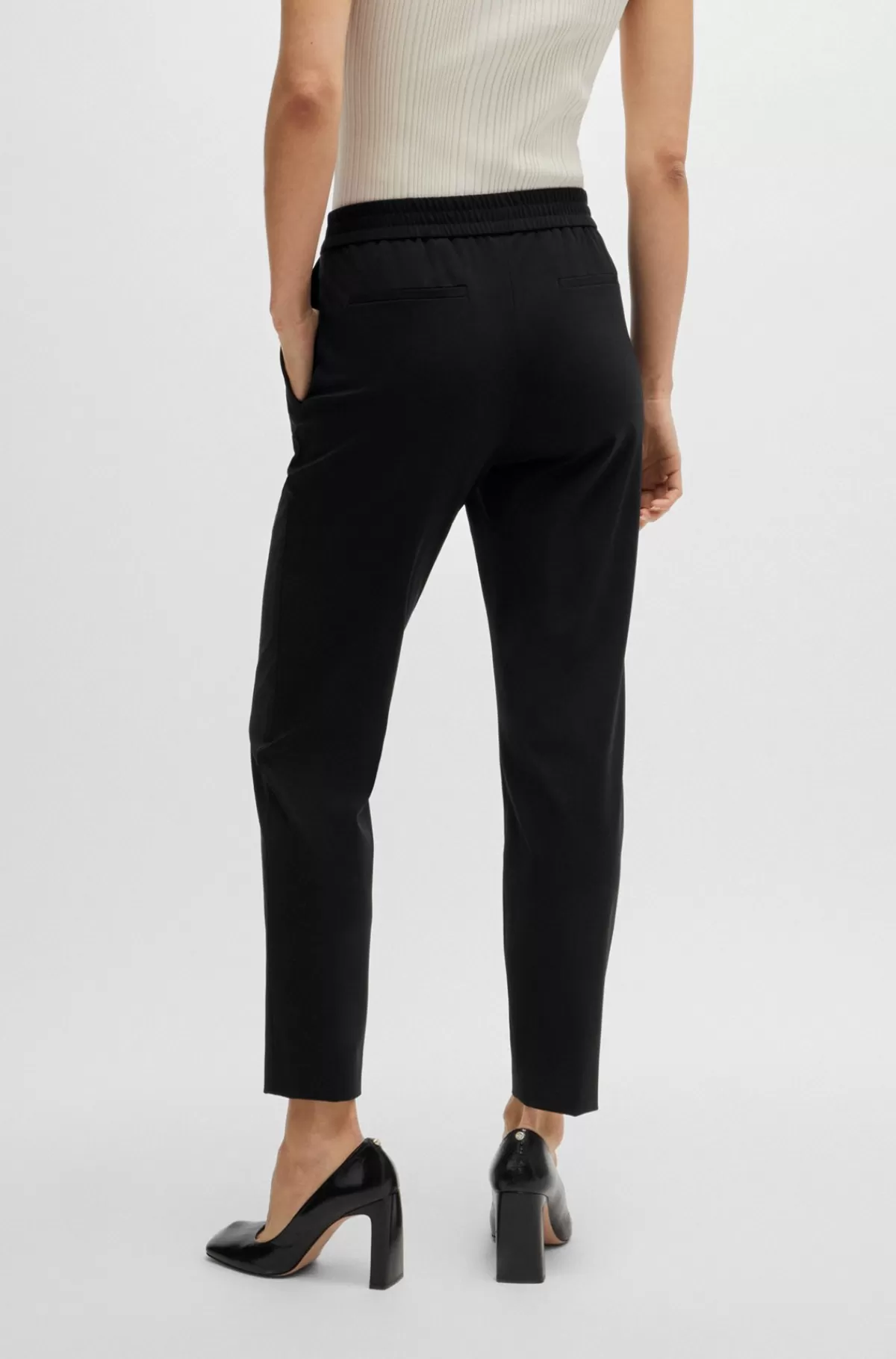 HUGO BOSS Bukser Med Slim Fit I Performance-stof Af Jersey Med Stræk Sort Online