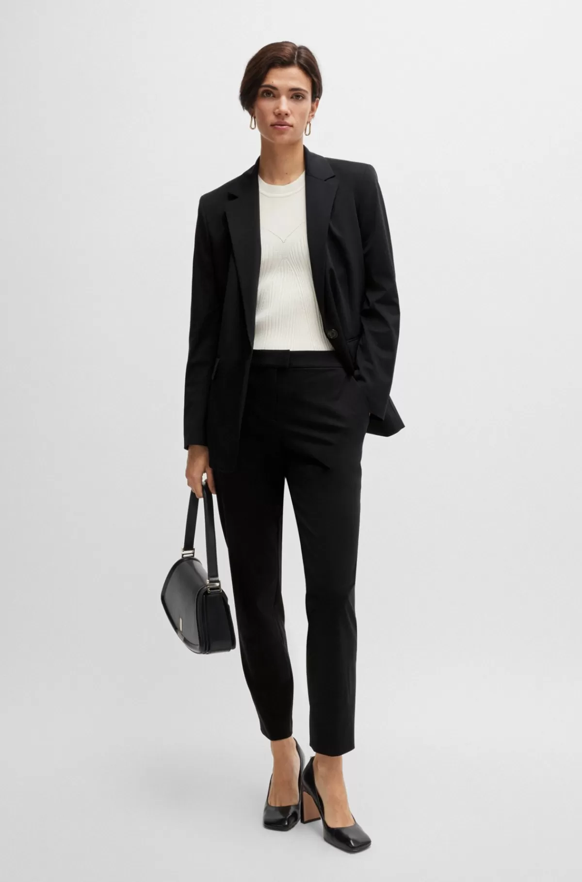 HUGO BOSS Bukser Med Slim Fit I Performance-stof Af Jersey Med Stræk Sort Online