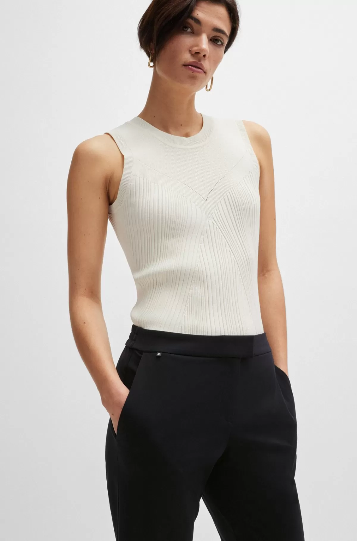 HUGO BOSS Bukser Med Slim Fit I Performance-stof Af Jersey Med Stræk Sort Online