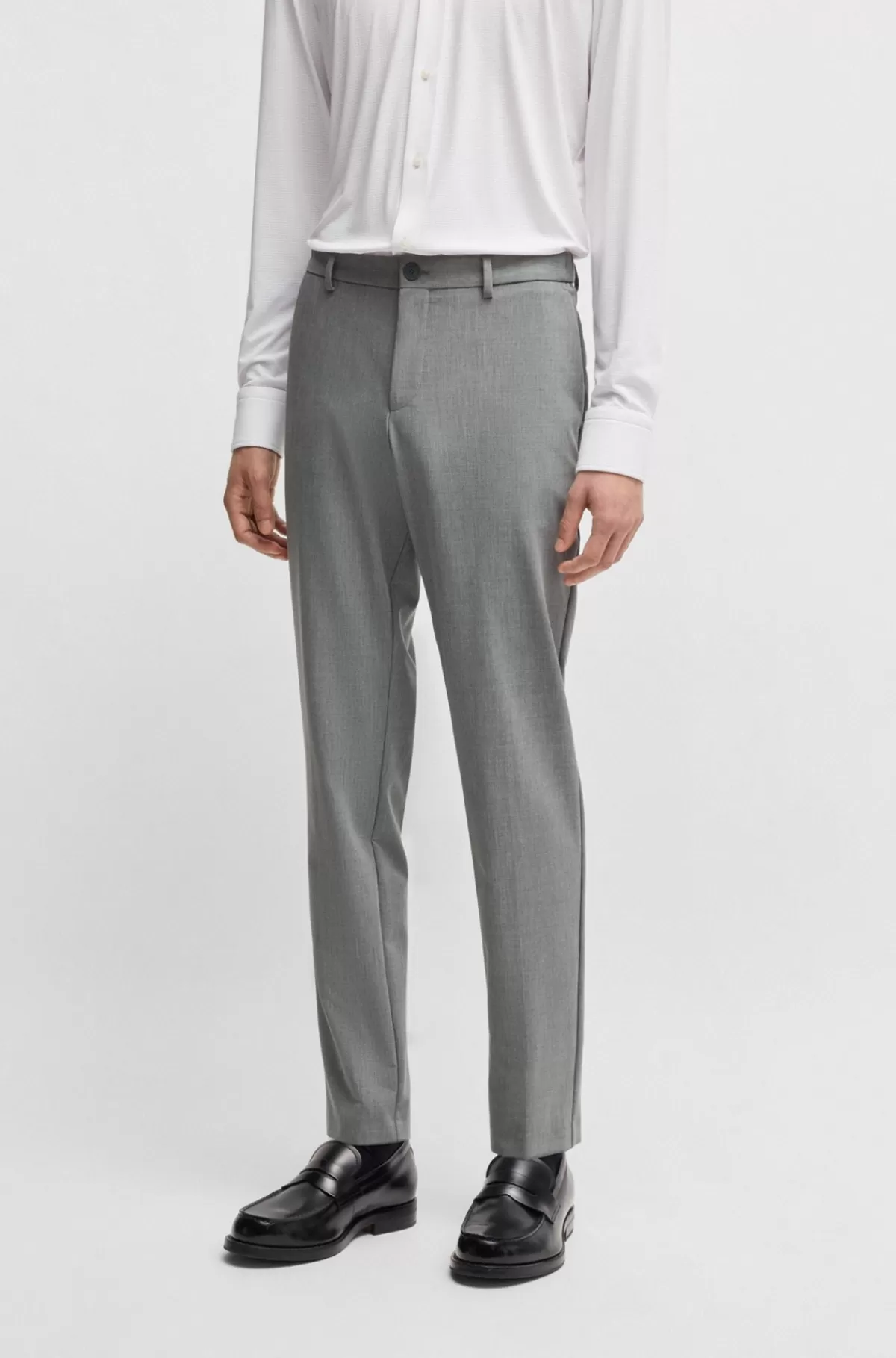 HUGO BOSS Bukser Med Slim Fit I Performance-stof Med Stræk Grå Store