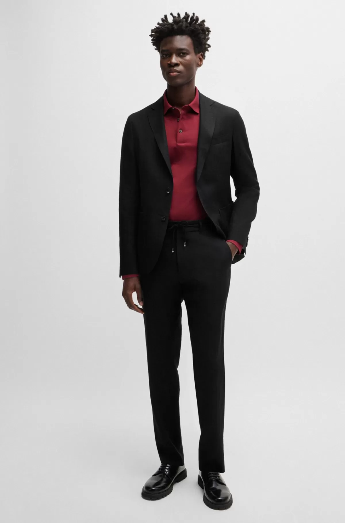 HUGO BOSS Bukser Med Slim Fit I Ren Hør Sort Discount