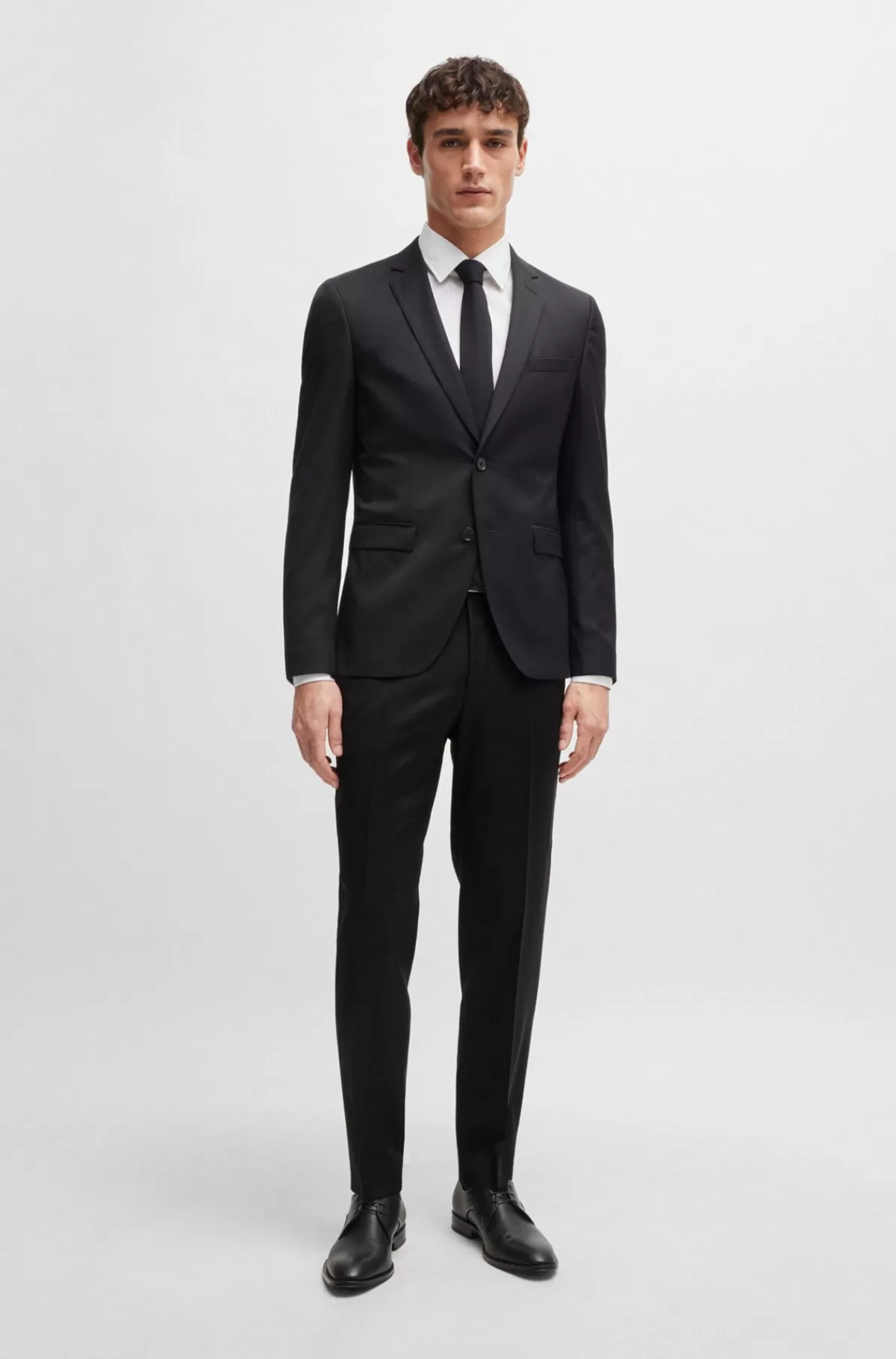 HUGO BOSS Bukser Med Slim Fit I Serge Af Ny Uld Sort Sale