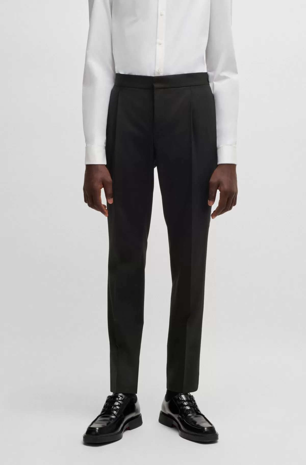 HUGO BOSS Bukser Med Slim Fit I Uldblanding Med Performance-stræk Sort Online