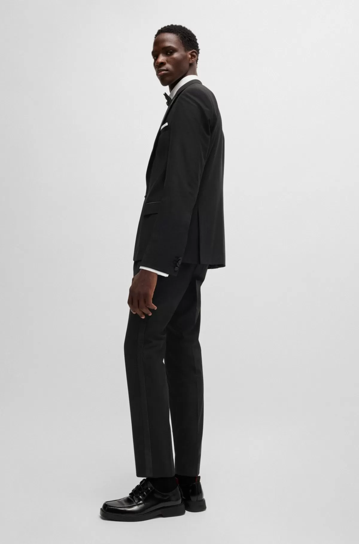 HUGO BOSS Bukser Med Slim Fit I Uldblanding Med Performance-stræk Sort Online