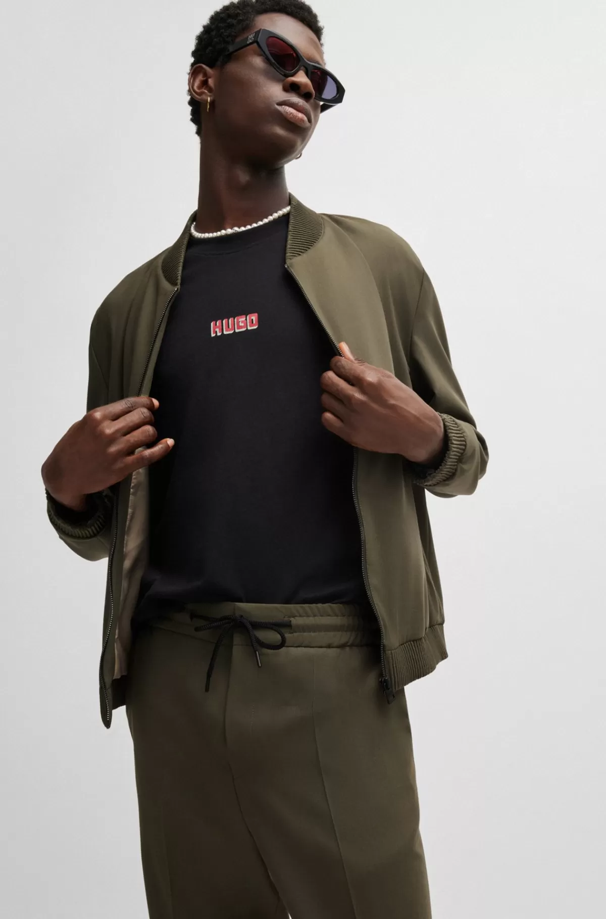HUGO BOSS Bukser Med Snøre I Linningen I Performance-stof Med Stræk Kaki Shop