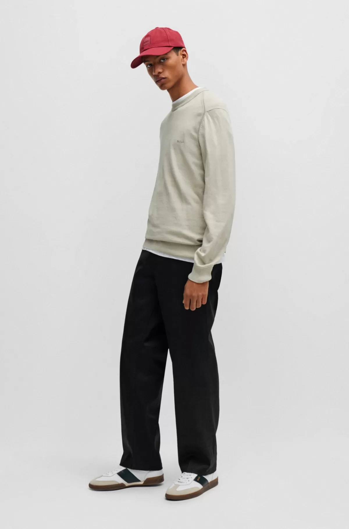 HUGO BOSS Bukser Med Straight Fit I Bomuldstwill Med Stræk Sort Store