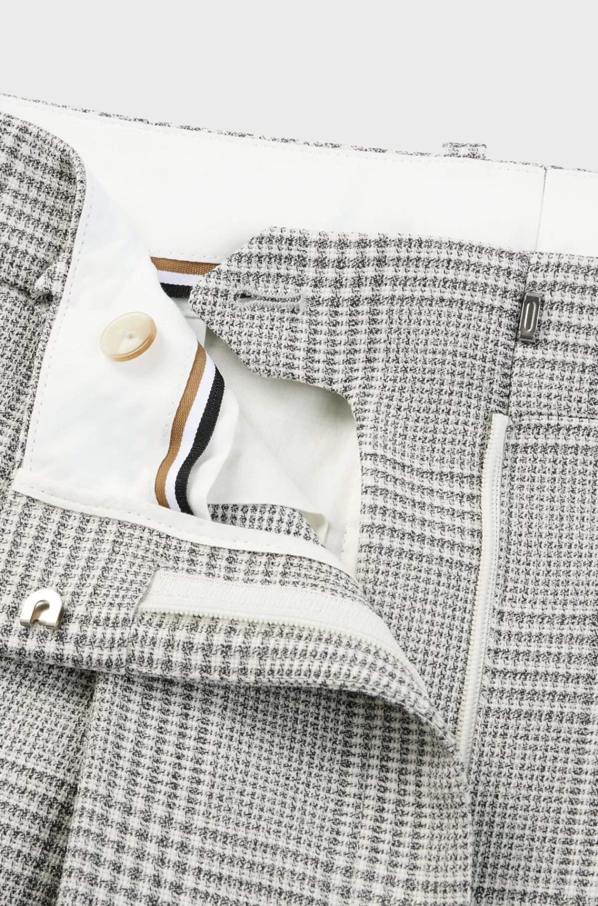 HUGO BOSS Bukser Med Straight Fit I Prince Of Wales-ternet Ny Uld Grå mønstret Clearance