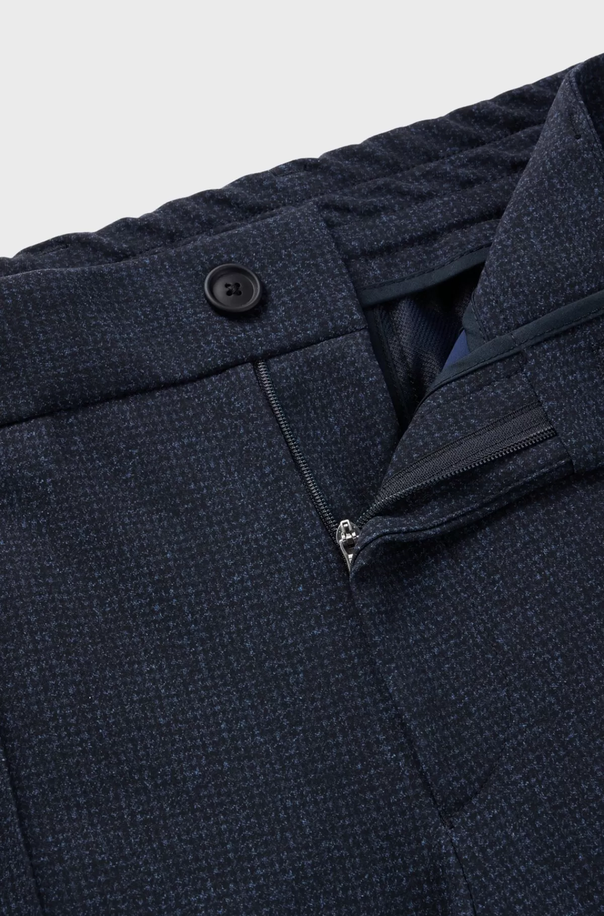 HUGO BOSS Bukser Med Tapered Fit I Jersey Med Stræk Og Mikromønster Mørkeblå Best Sale