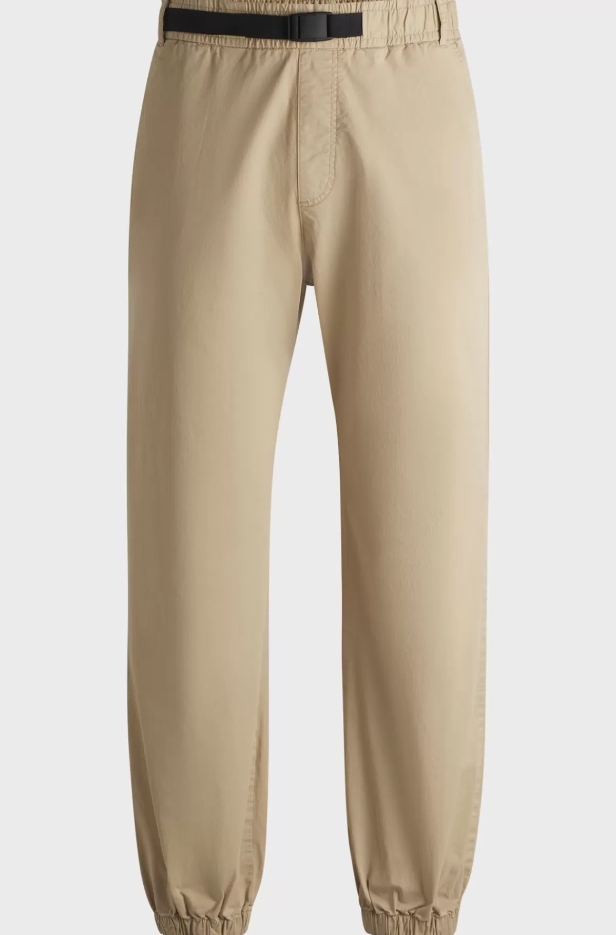 HUGO BOSS Bukser Med Tapered Fit Og Bælte I Gabardine Med Stræk Beige Online