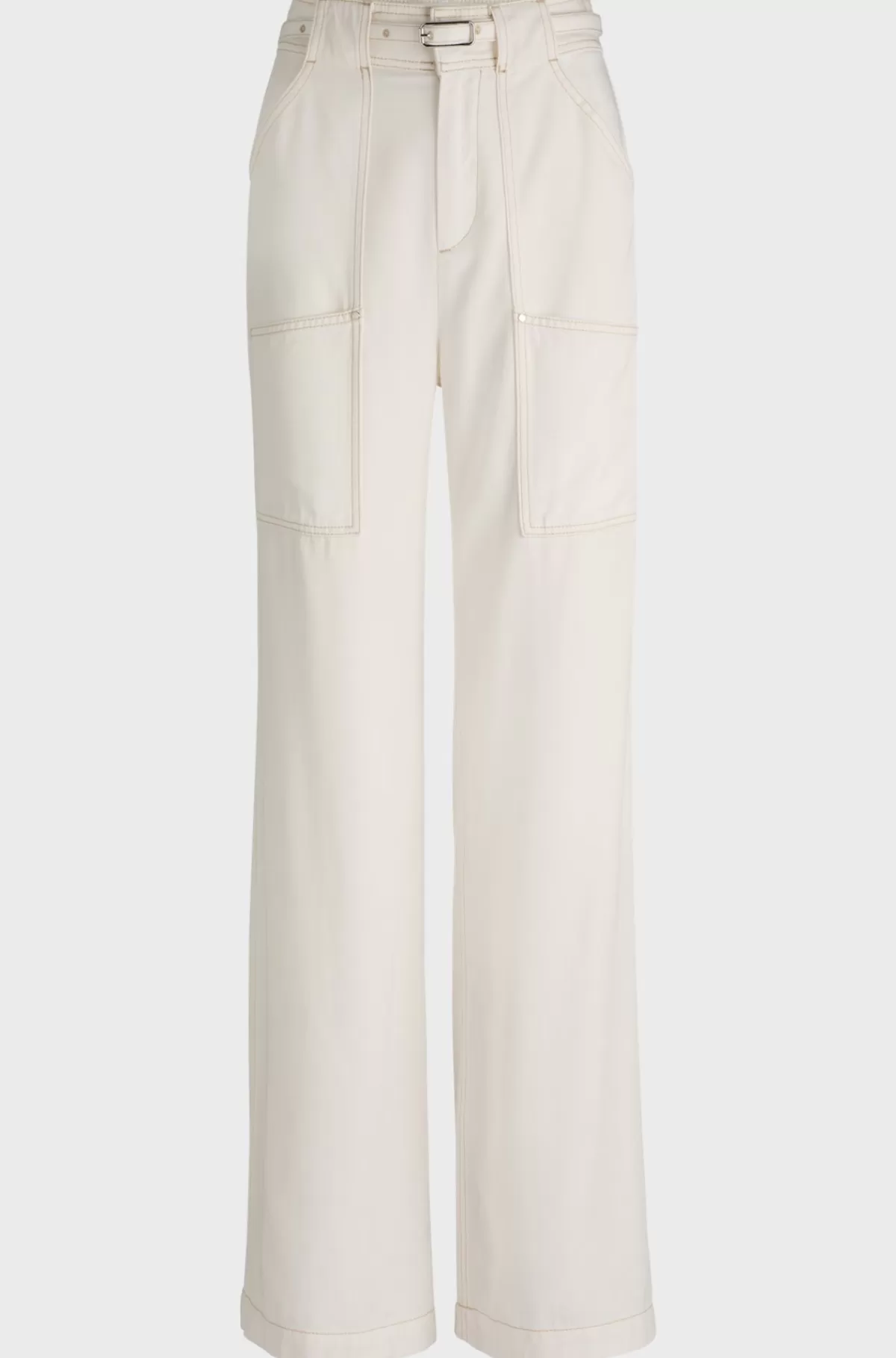 HUGO BOSS Bukser Med Vide Ben Og Bælte Samt Detaljer På Lommerne Hvid Sale