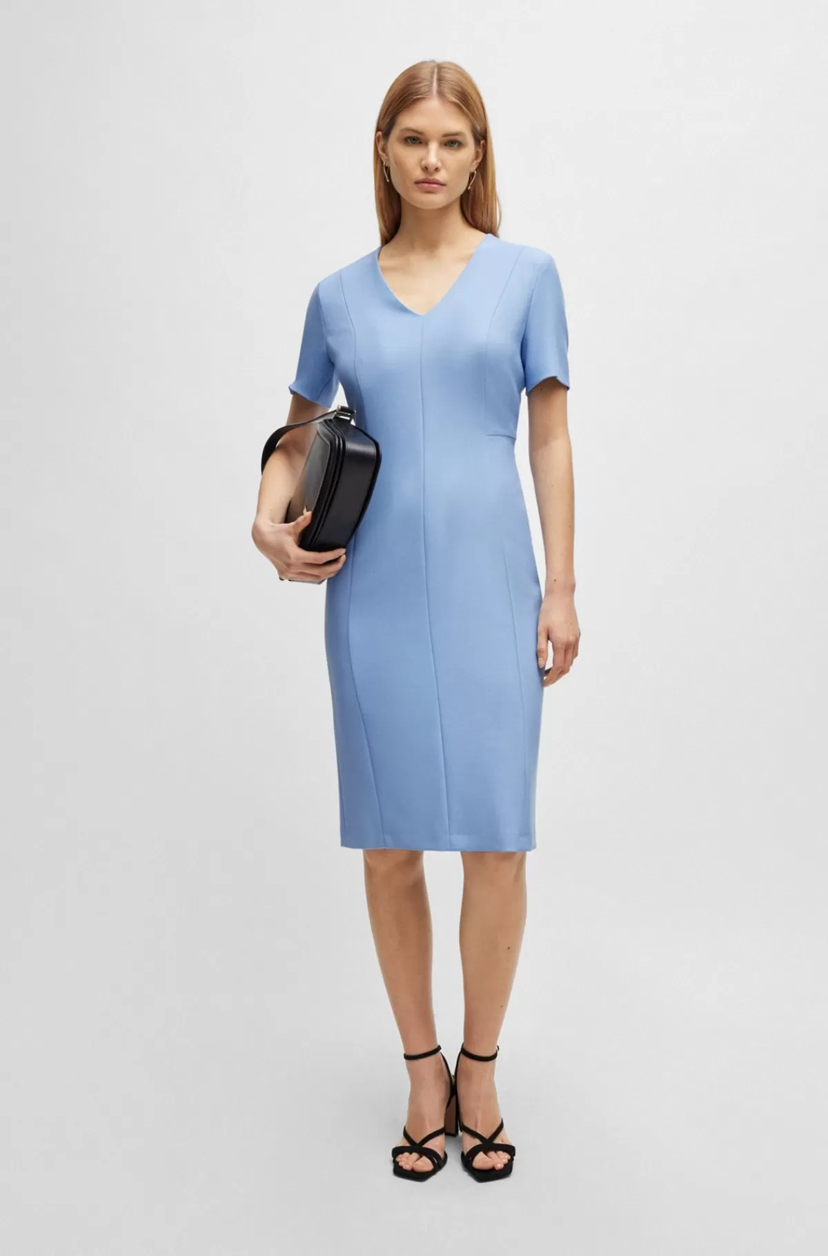 HUGO BOSS Businesskjole Med Slim Fit I Stof Med Stræk Lyseblå Best