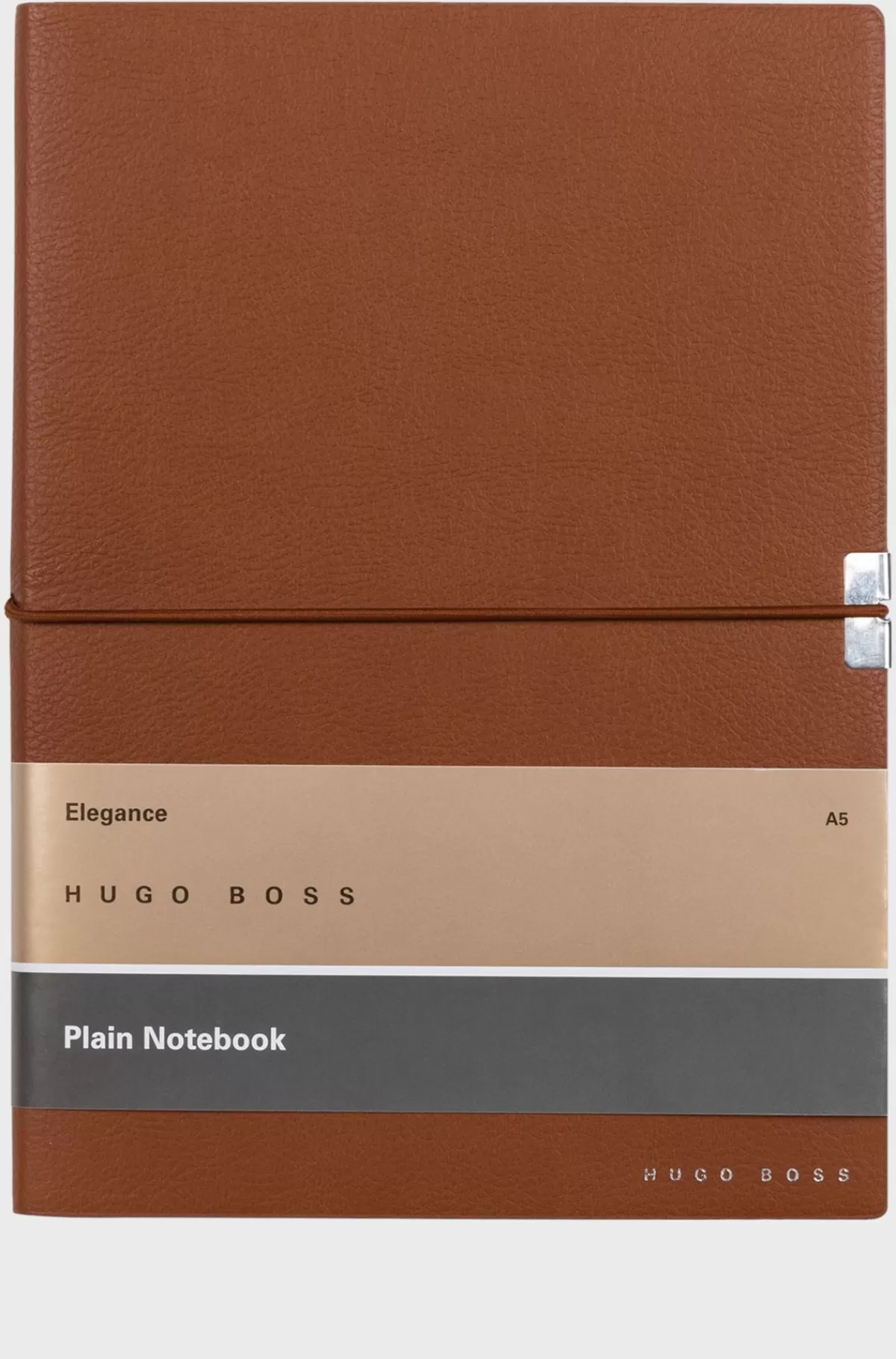 HUGO BOSS Camelfarvet A5-notesbog I Imiteret Læder Med Elastisk Bånd Brun Fashion