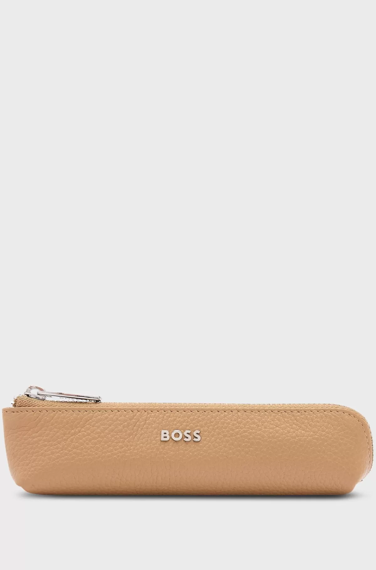 HUGO BOSS Camelfarvet Penalhus I Kornet Læder Med Logobogstaver Beige Hot
