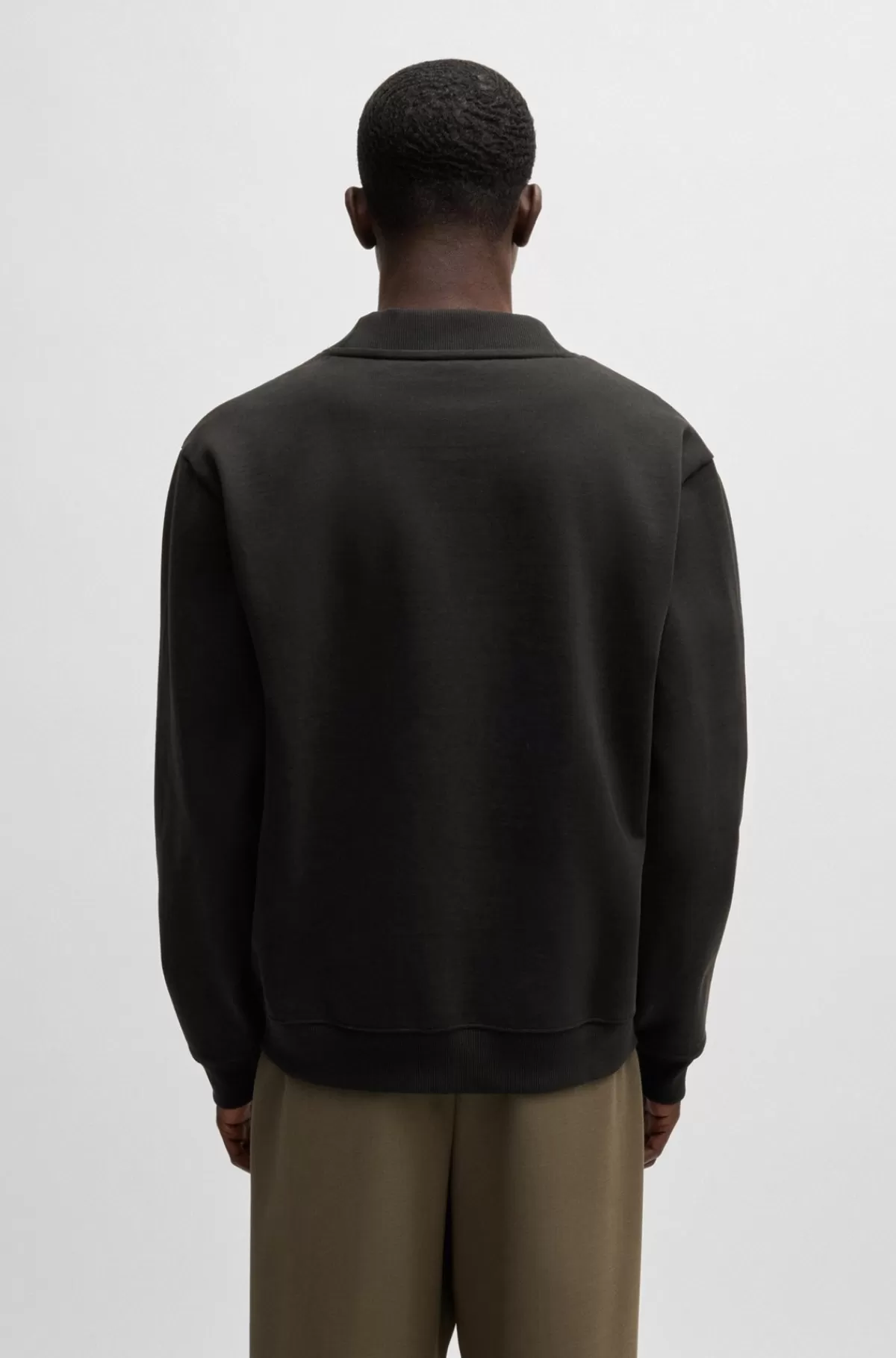 HUGO BOSS Cardigan Af Sweatkvalitet Af Bomuld Med Relaxed Fit Og Gummilogo Sort Discount