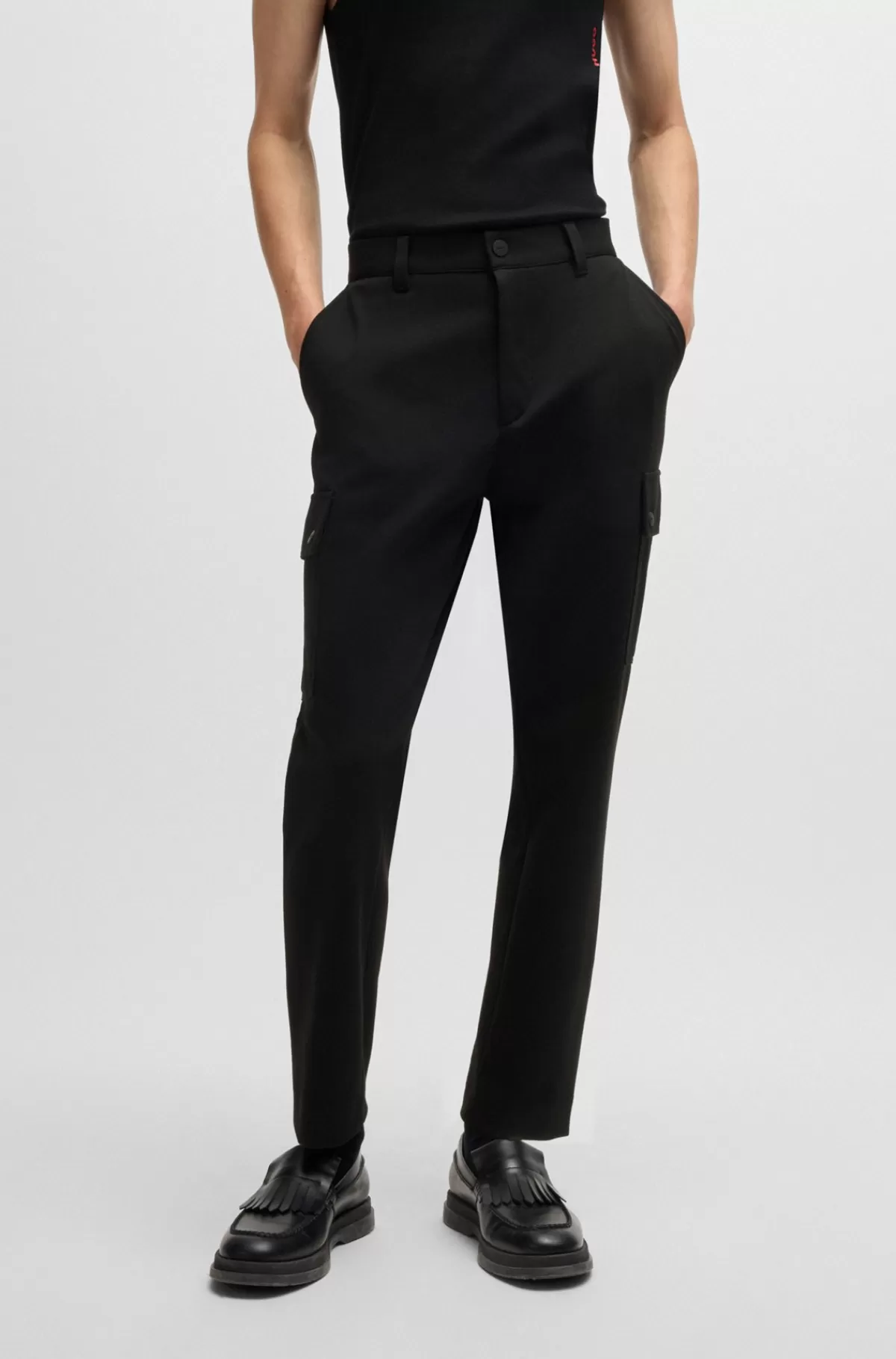 HUGO BOSS Cargobukser I Jersey Med Performance-stræk Sort Flash Sale