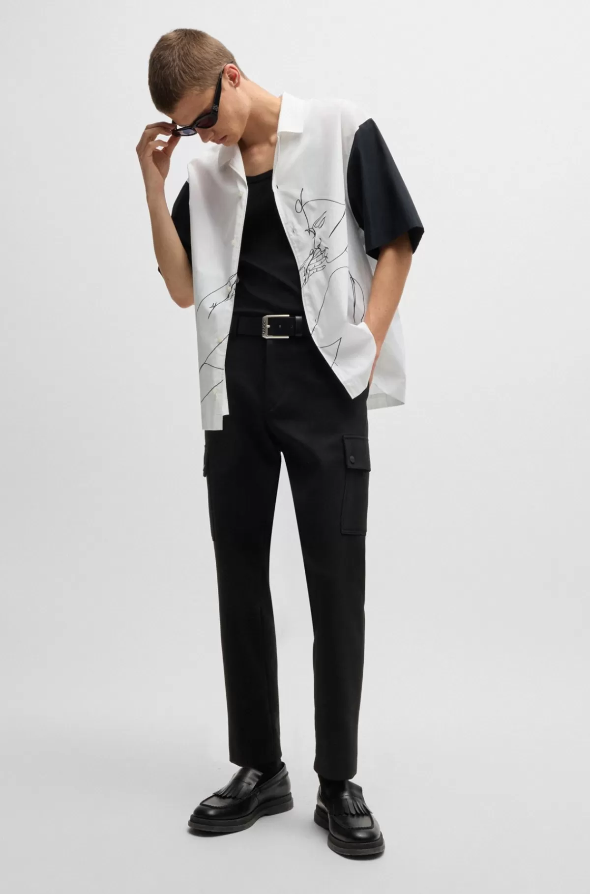 HUGO BOSS Cargobukser I Jersey Med Performance-stræk Sort Flash Sale