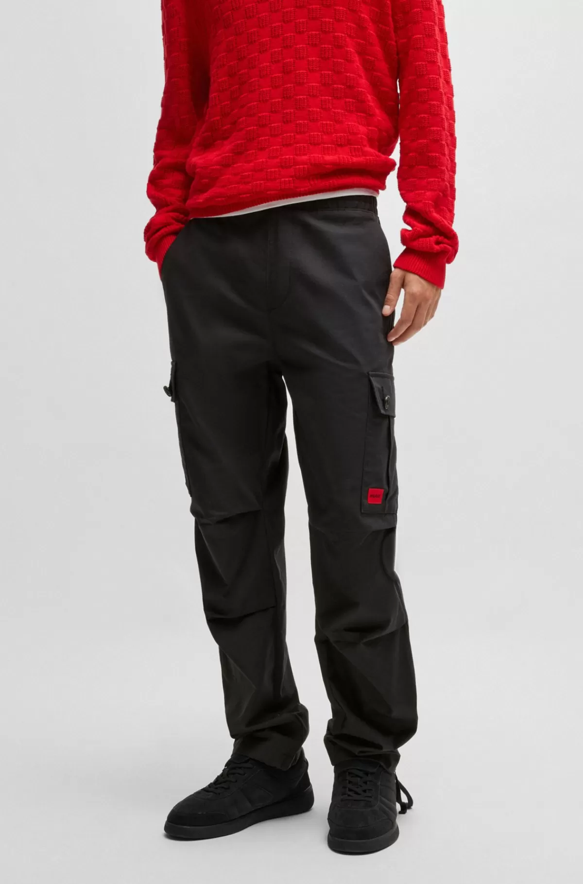 HUGO BOSS Cargobukser Med Regular Fit I Ripstop-bomuld Sort Cheap